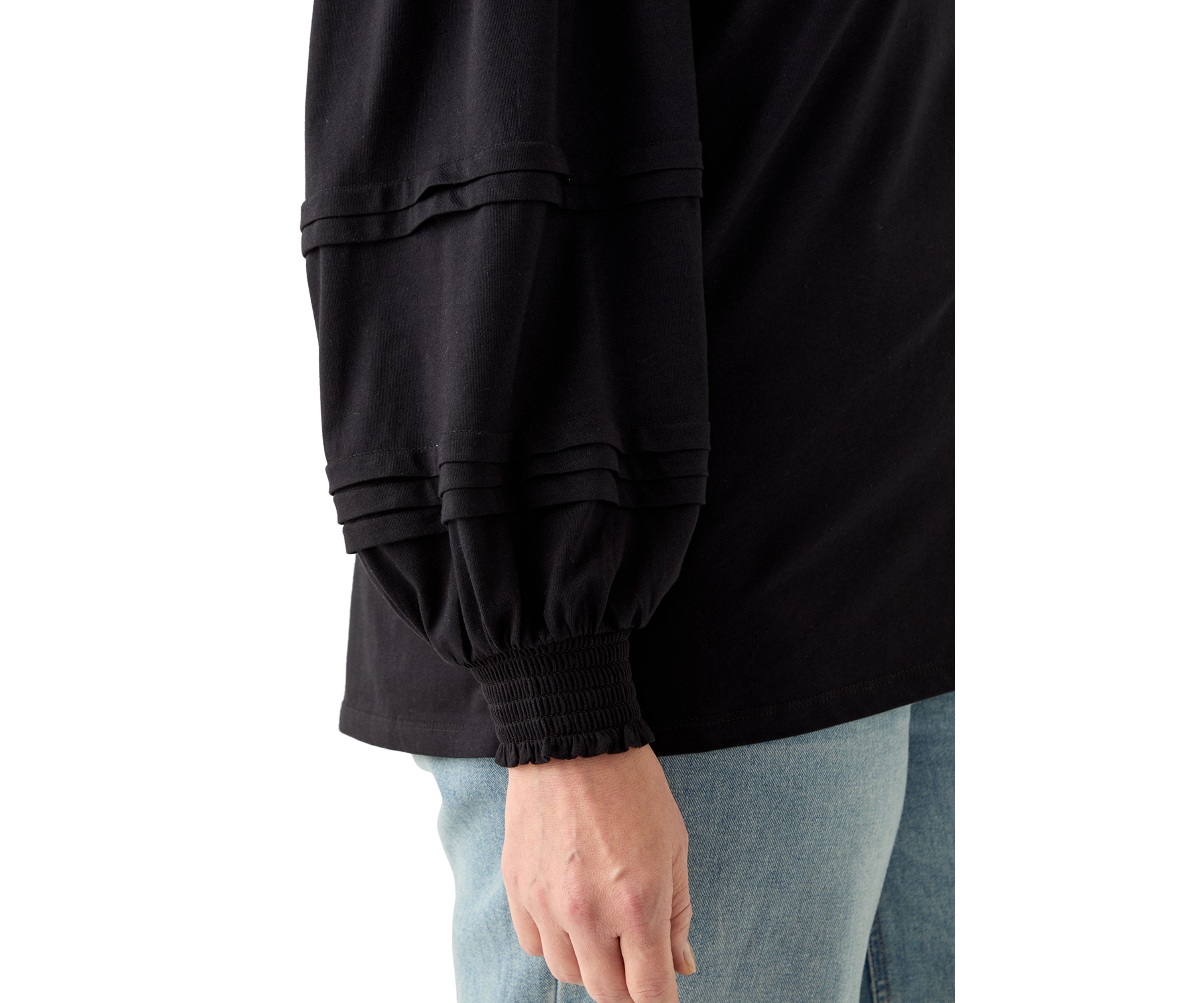 Plus Size Long Sleeve Pintuck  Top 
