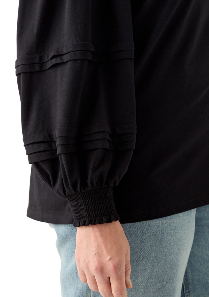 Plus Size Long Sleeve Pintuck  Top 