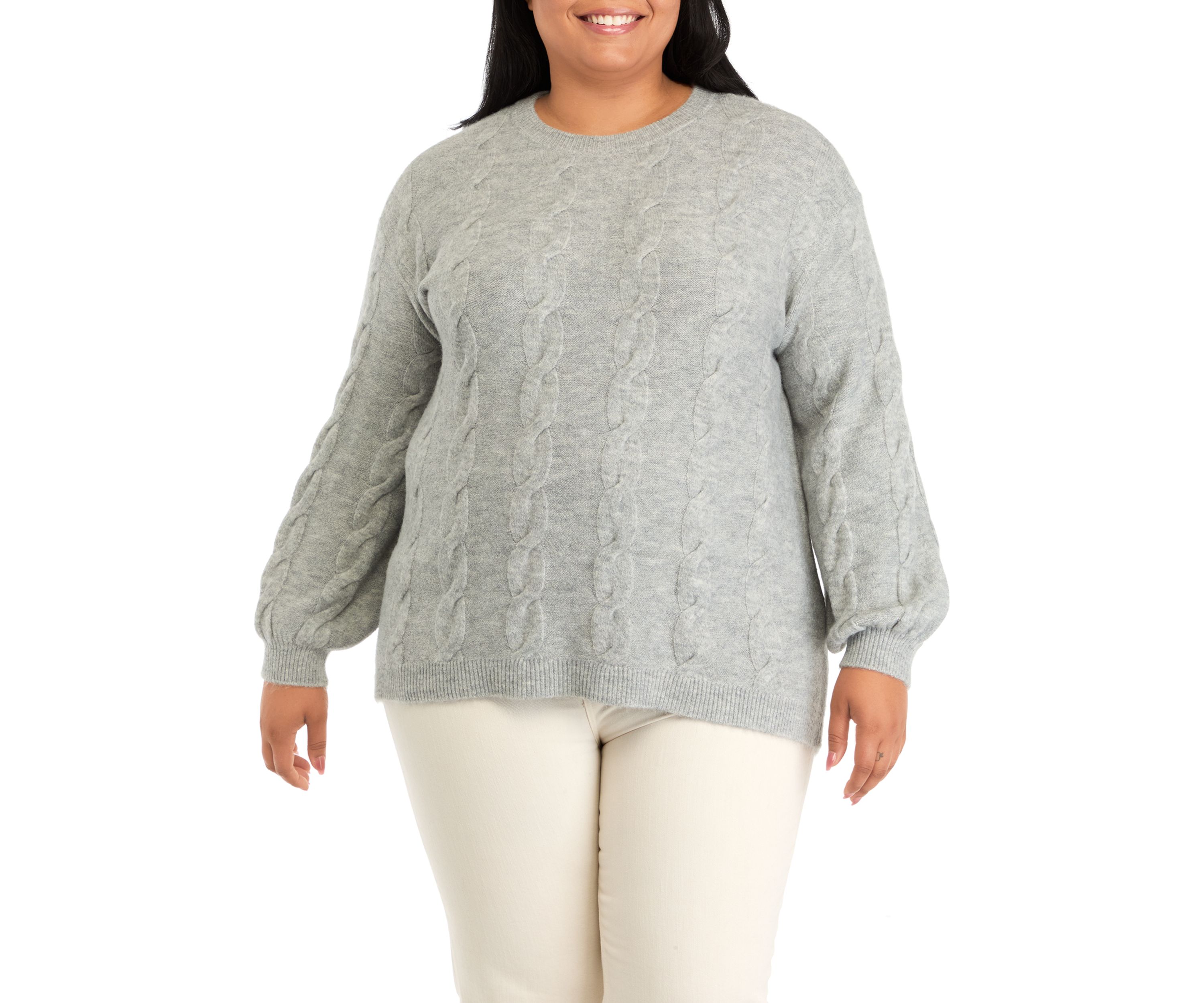 Plus Size Cable Crew Neck Sweater