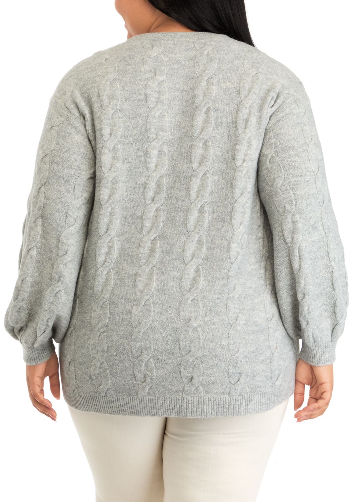 Plus Size Cable Crew Neck Sweater