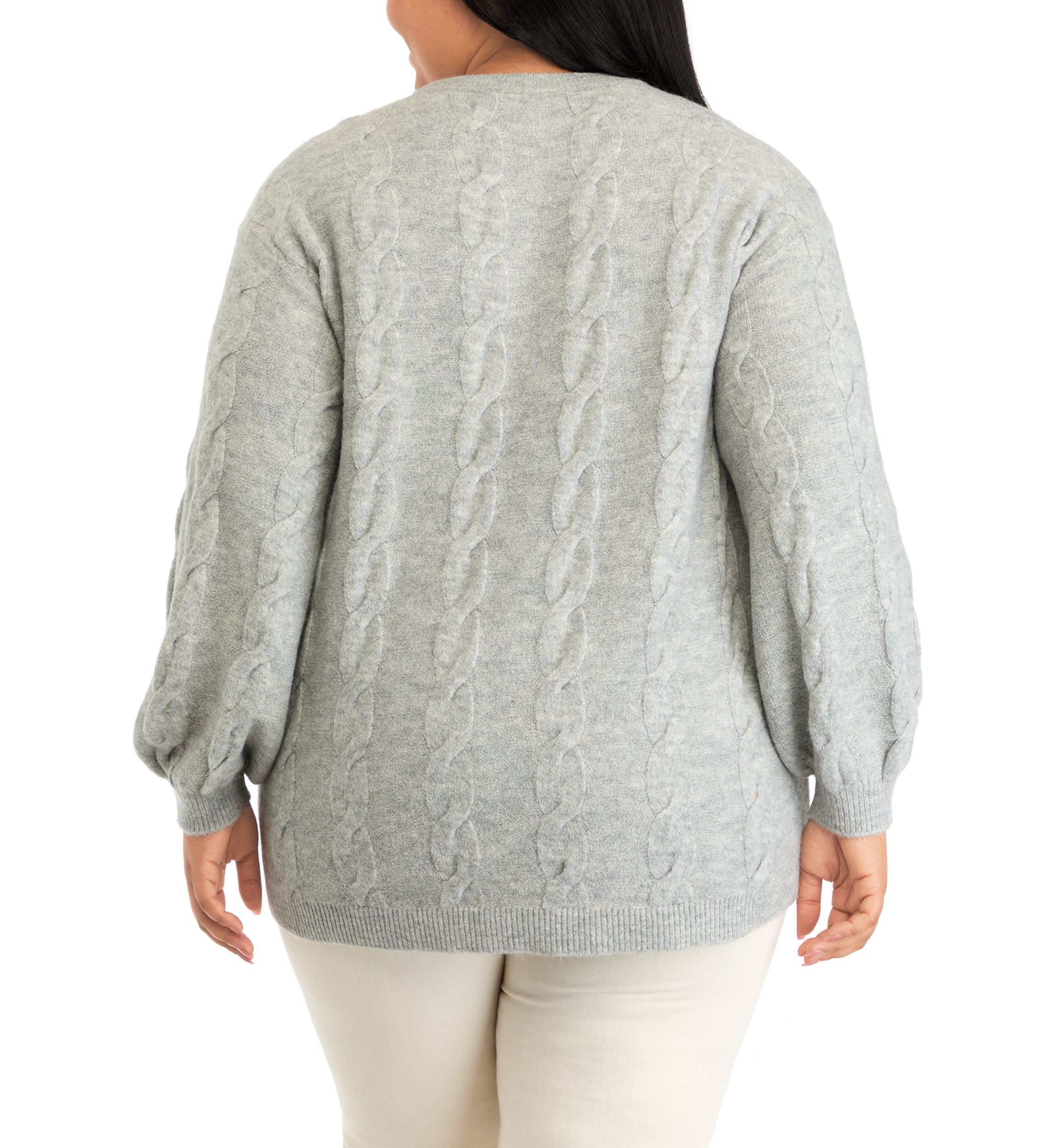 Plus Size Cable Crew Neck Sweater