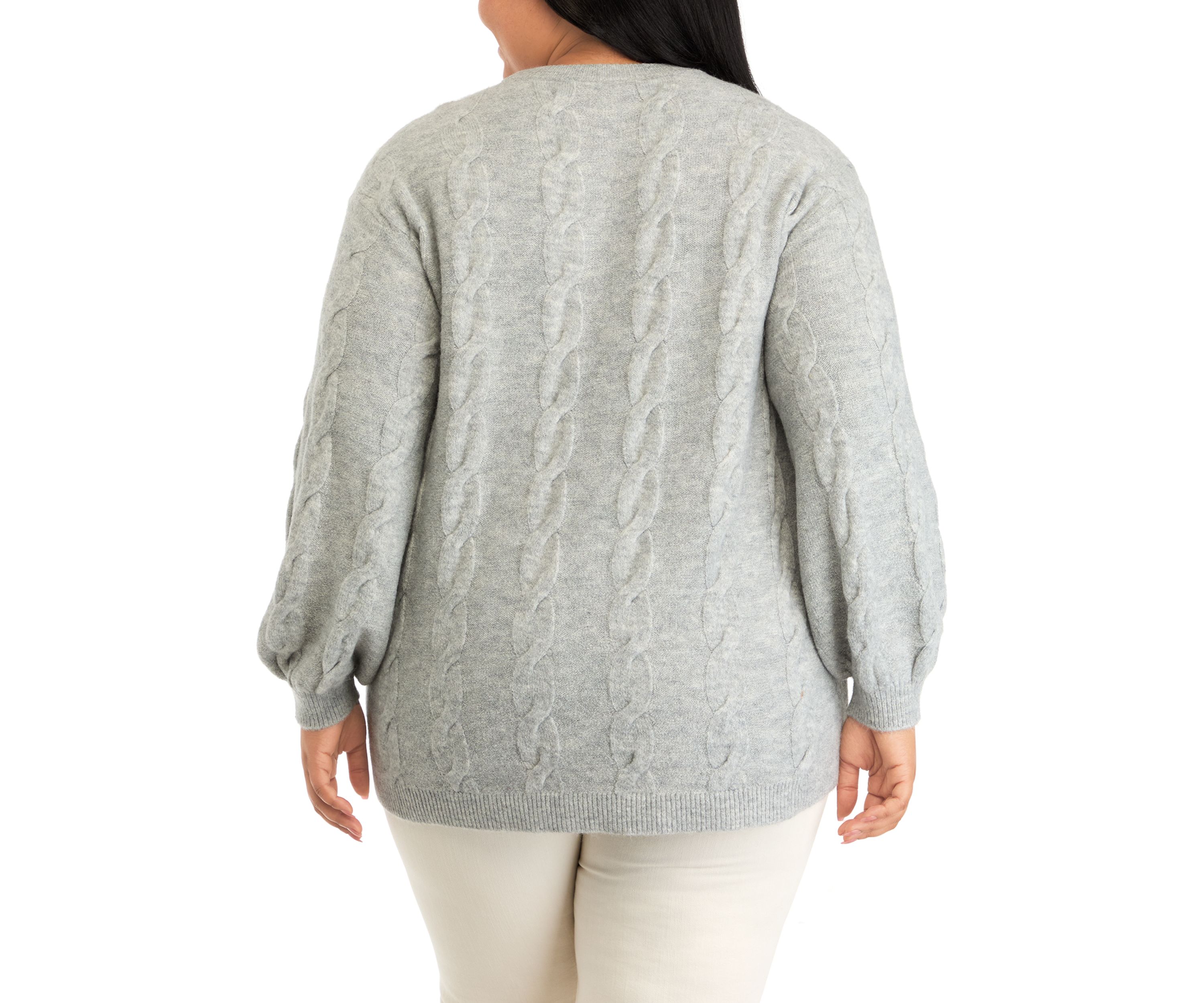 Plus Size Cable Crew Neck Sweater