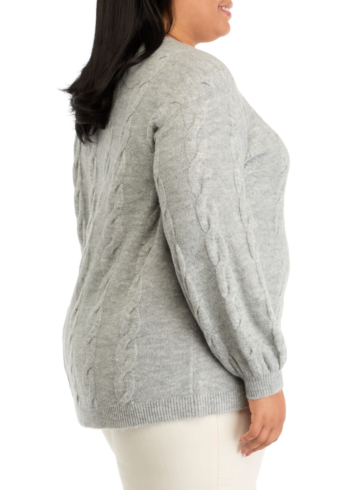 Plus Size Cable Crew Neck Sweater