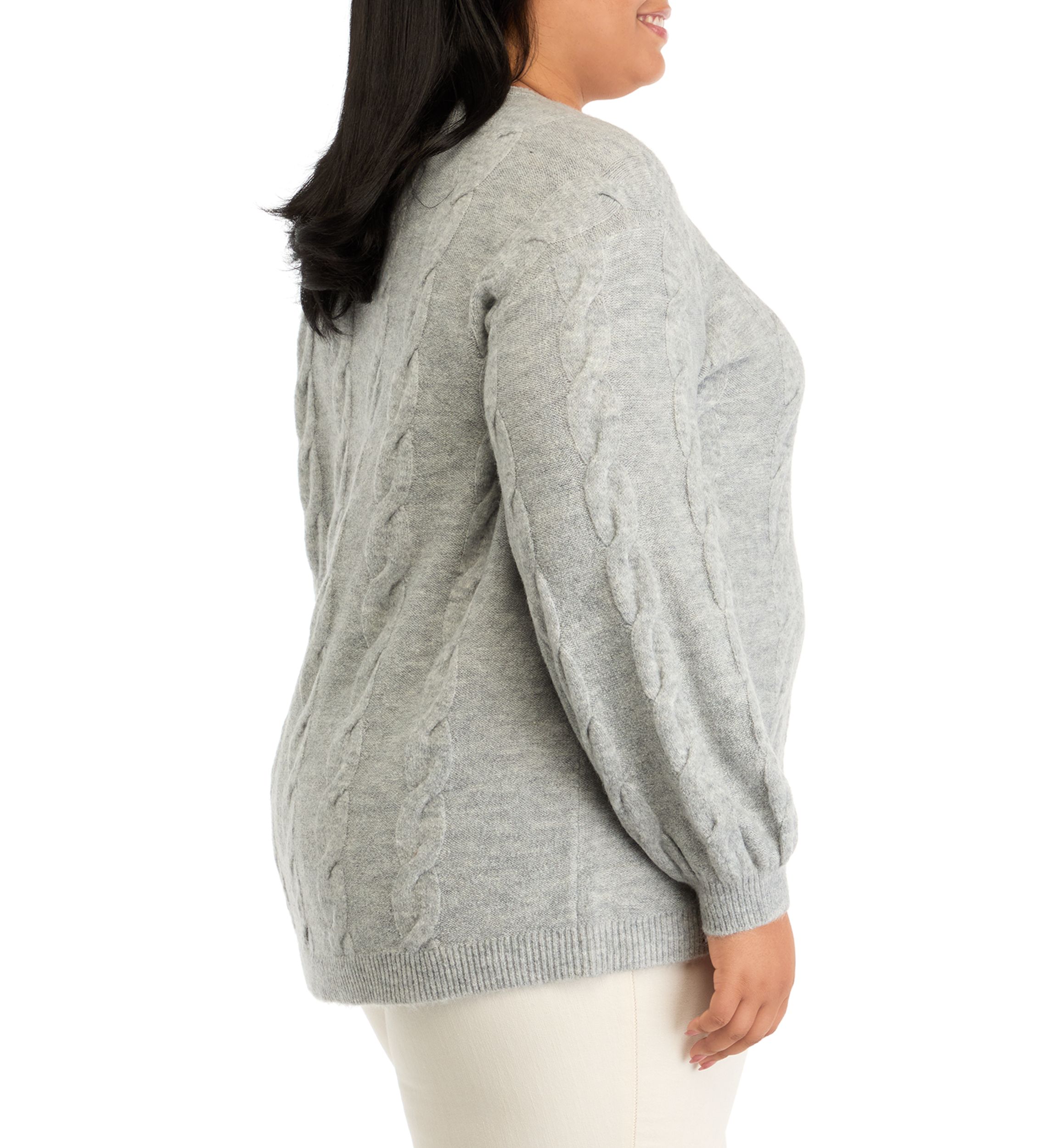 Plus Size Cable Crew Neck Sweater
