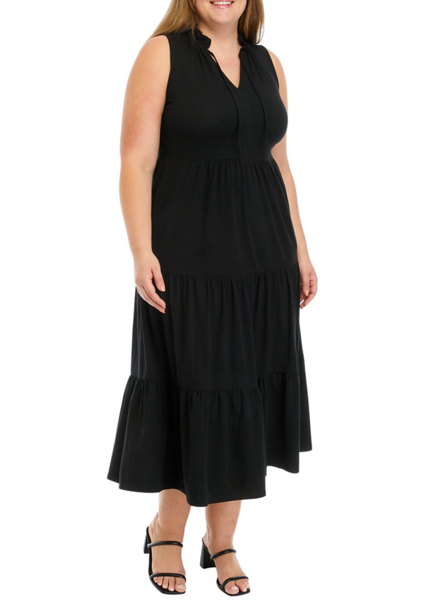 Plus Size Sleeveless Peasant Maxi Dress