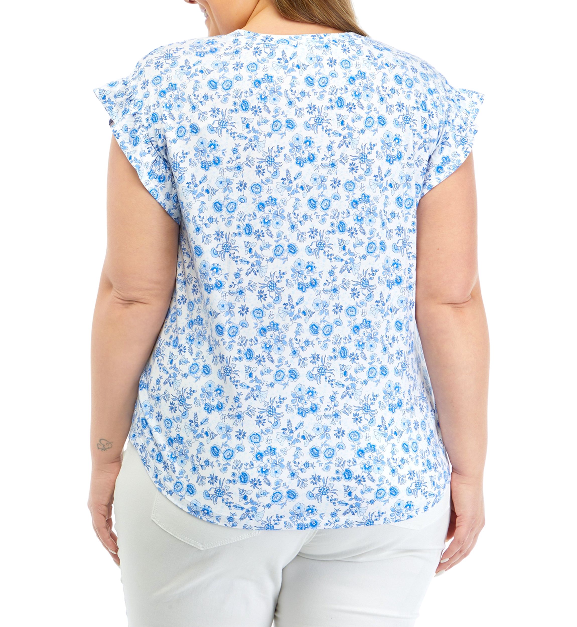 Plus Size Printed Ruffle T-Shirt