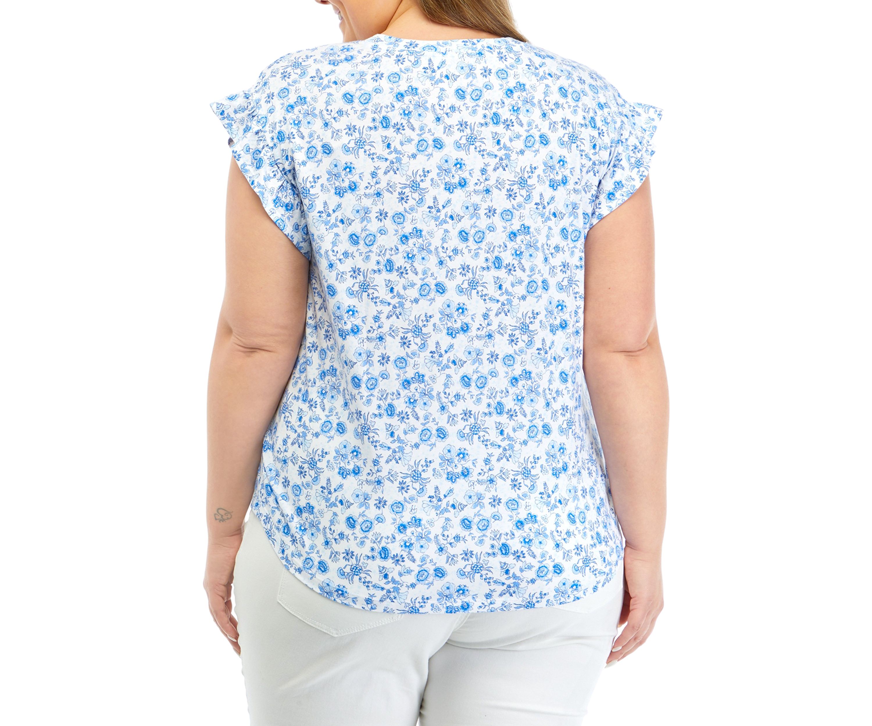 Plus Size Printed Ruffle T-Shirt