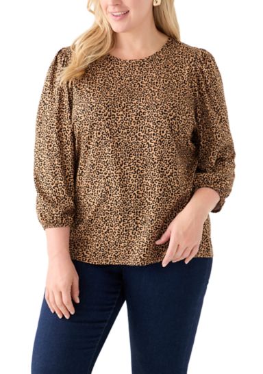 Plus Size Printed Blouson Sleeve Top