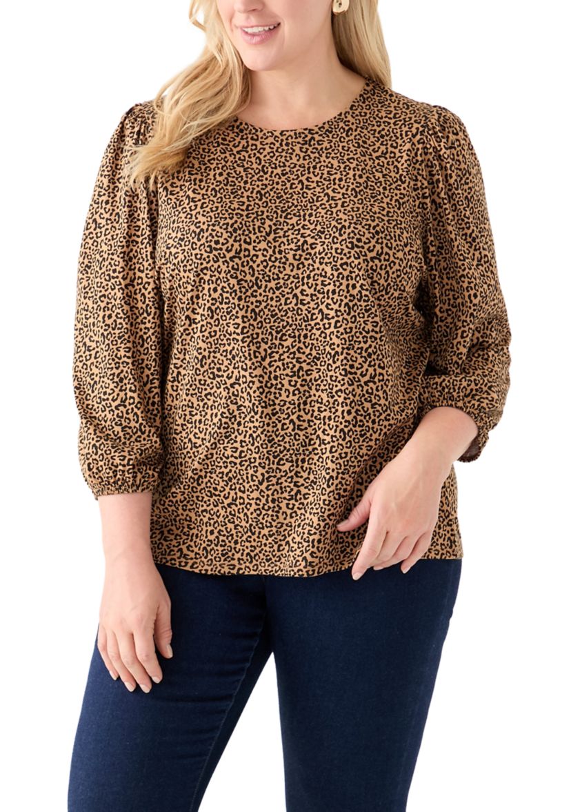 Plus Size Printed Blouson Sleeve Top