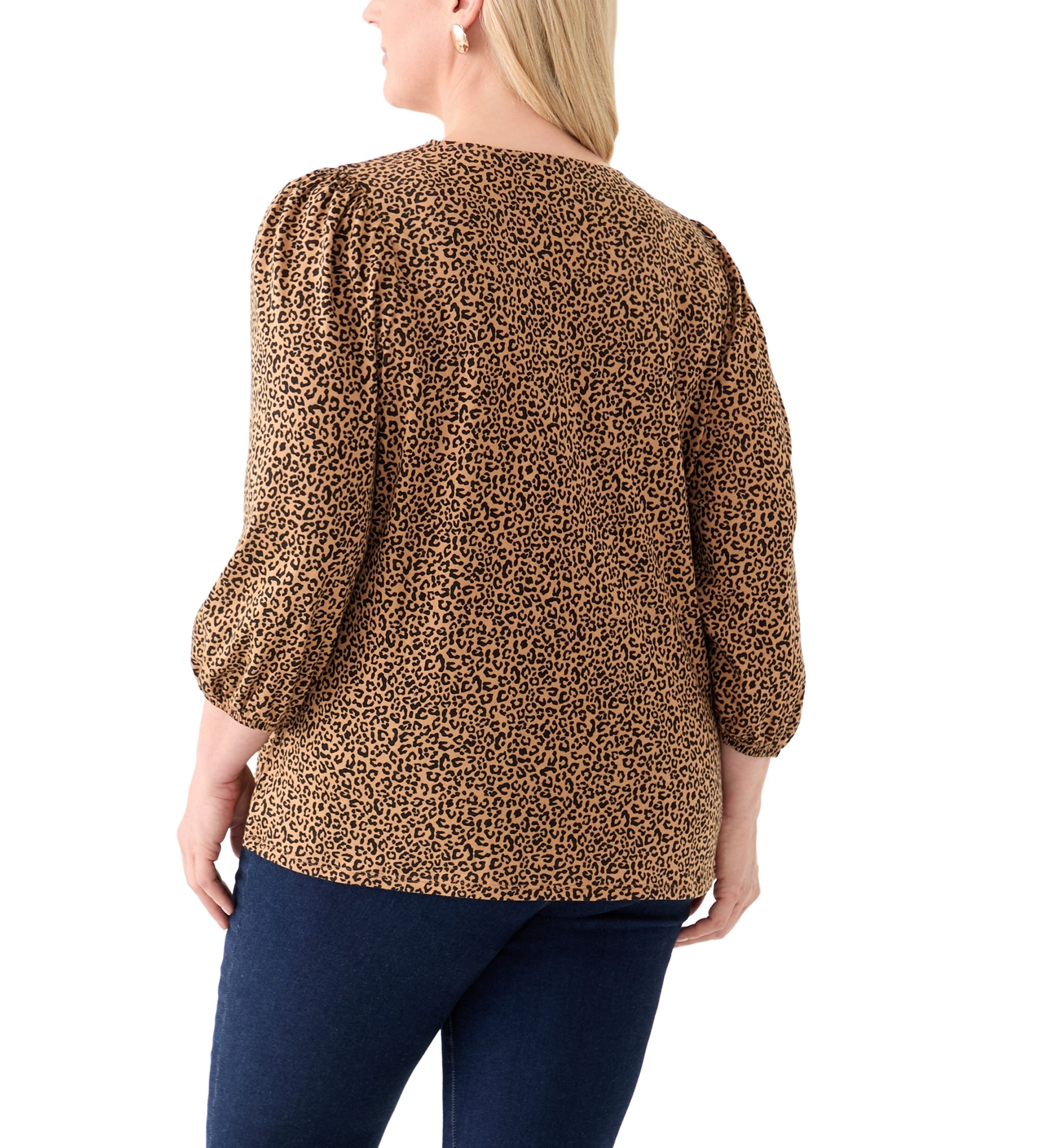 Plus Size Printed Blouson Sleeve Top