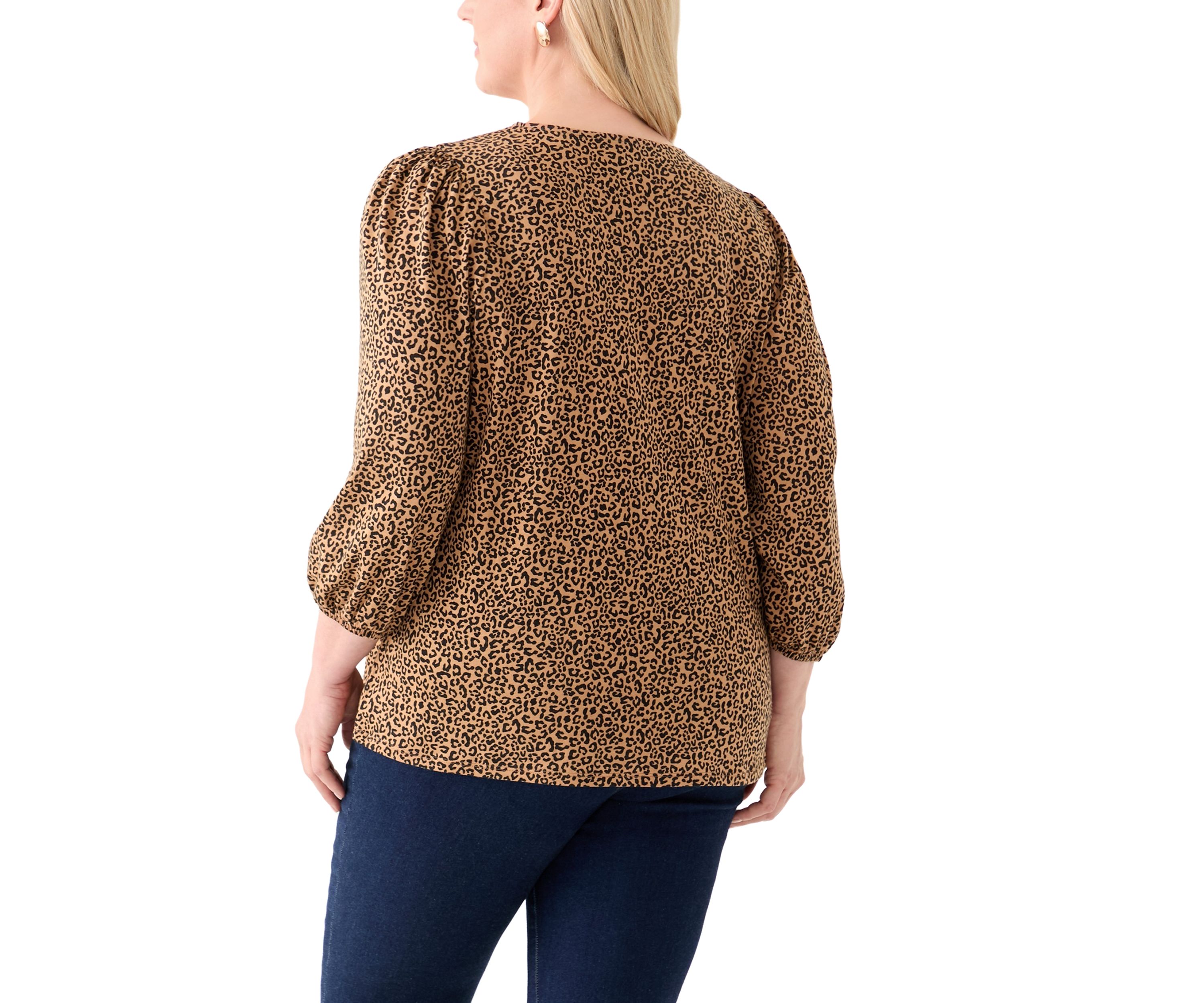 Plus Size Printed Blouson Sleeve Top