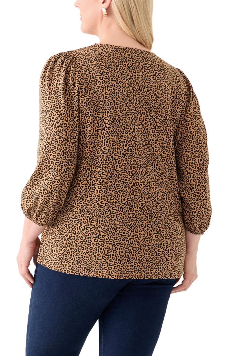 Plus Size Printed Blouson Sleeve Top