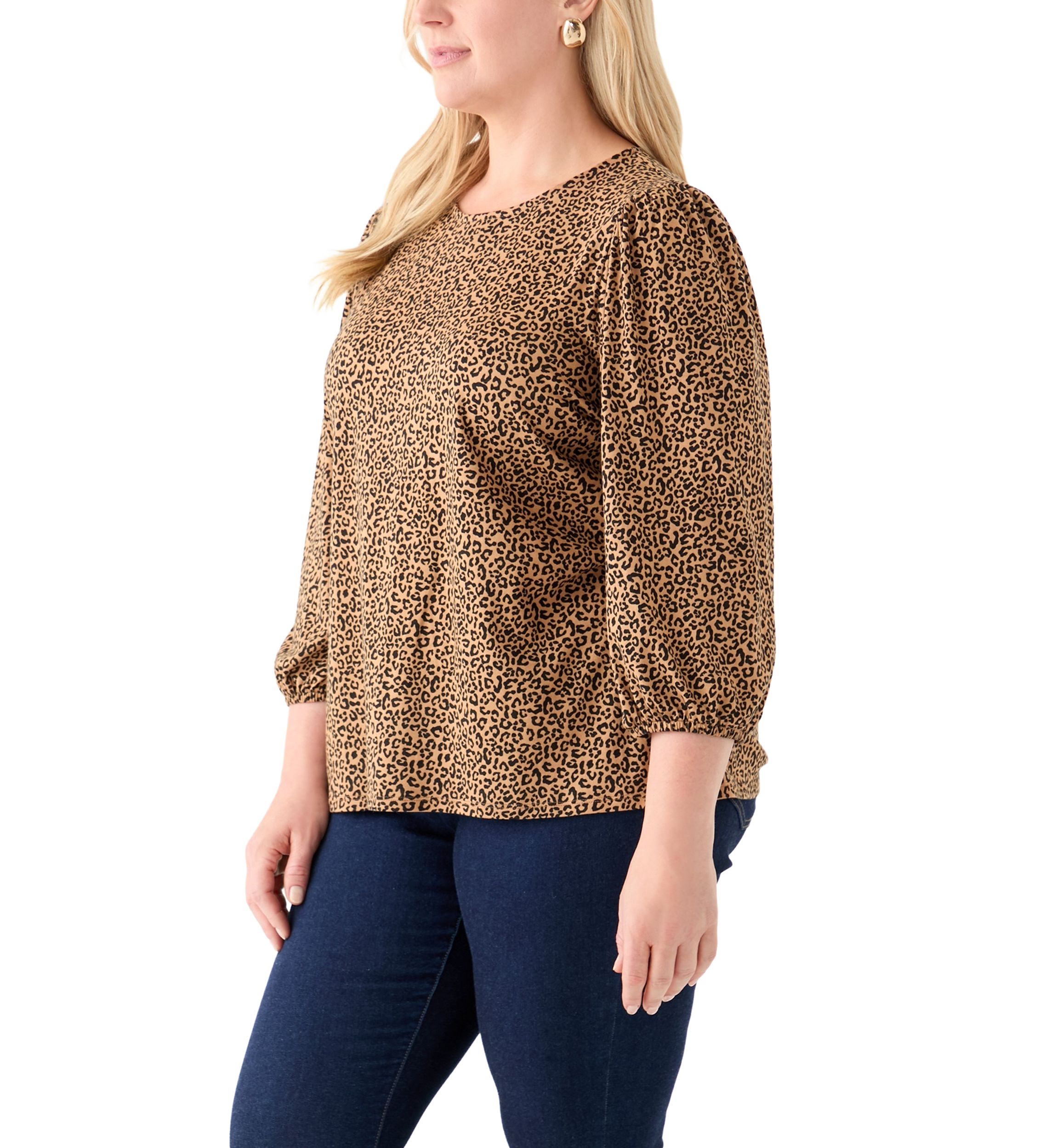 Plus Size Printed Blouson Sleeve Top