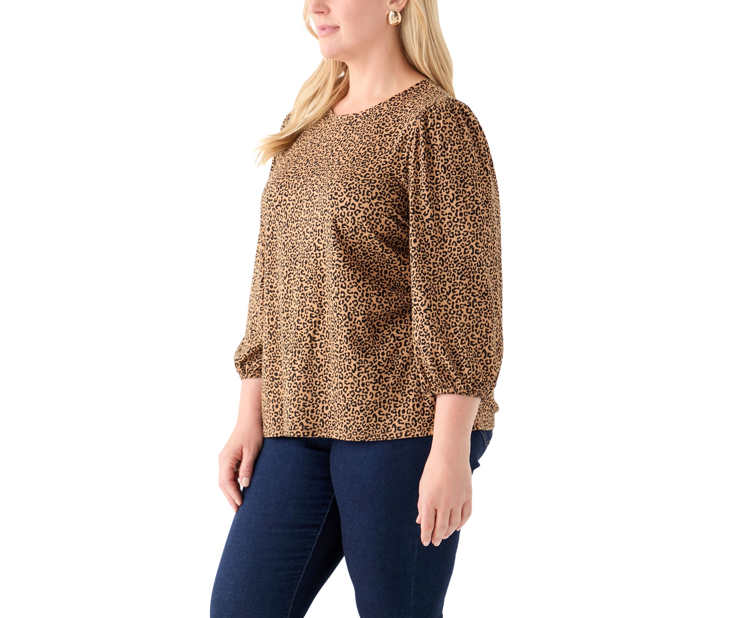 Plus Size Printed Blouson Sleeve Top