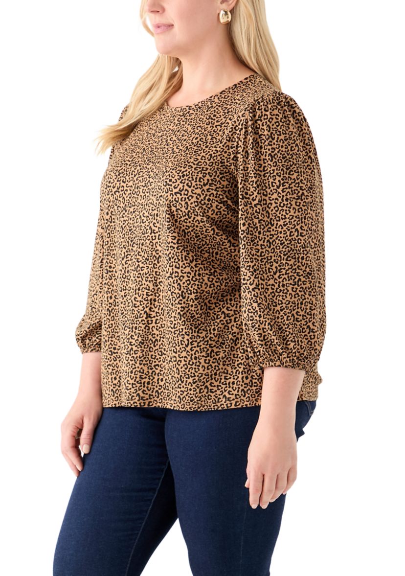 Plus Size Printed Blouson Sleeve Top