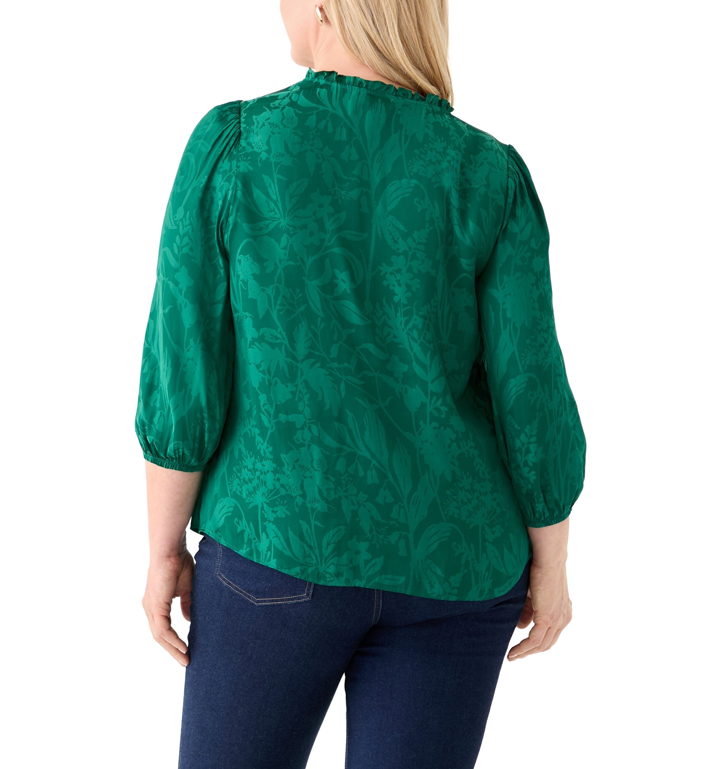 Plus Size Shirred Jacquard Top