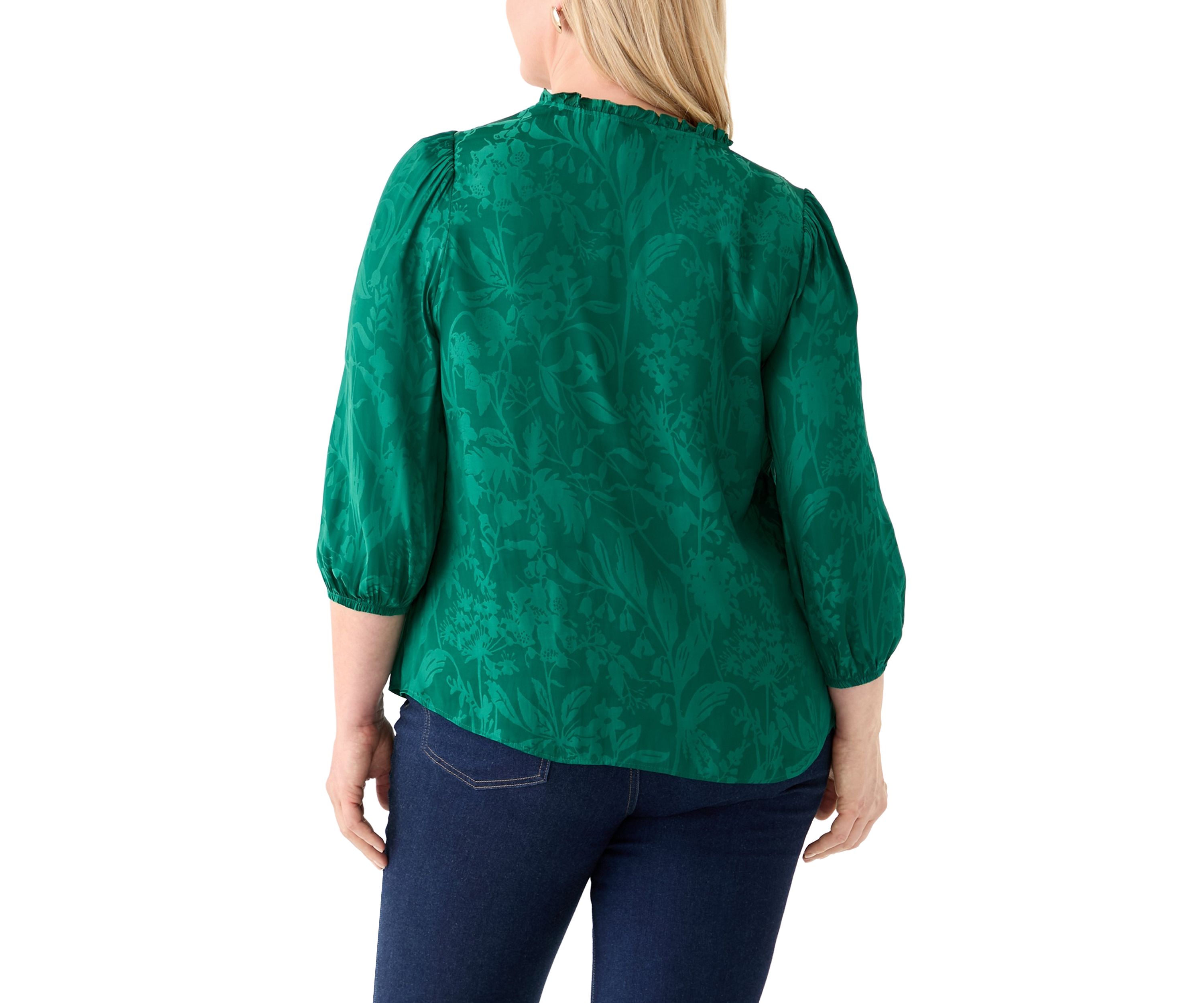 Plus Size Shirred Jacquard Top