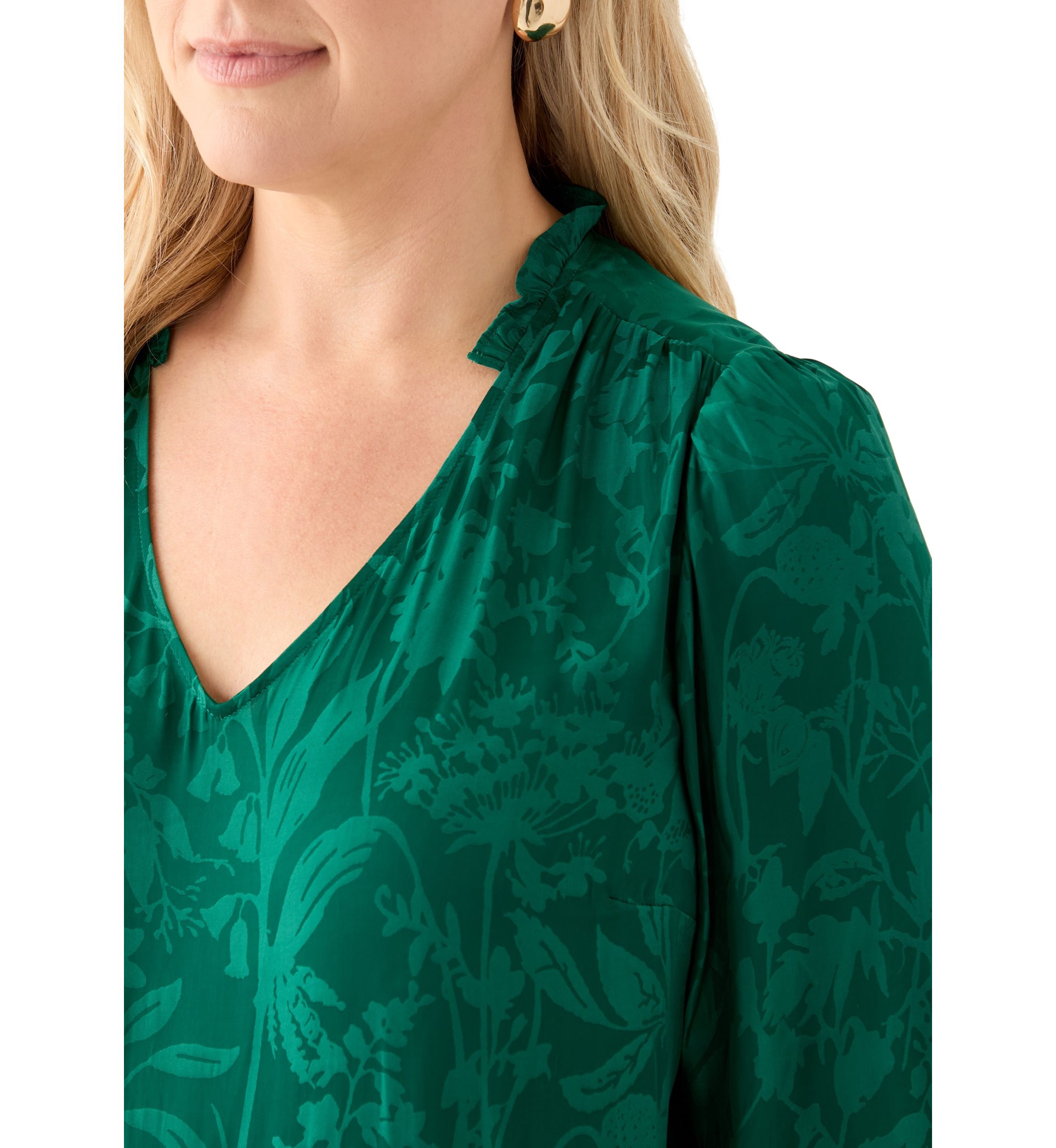 Plus Size Shirred Jacquard Top
