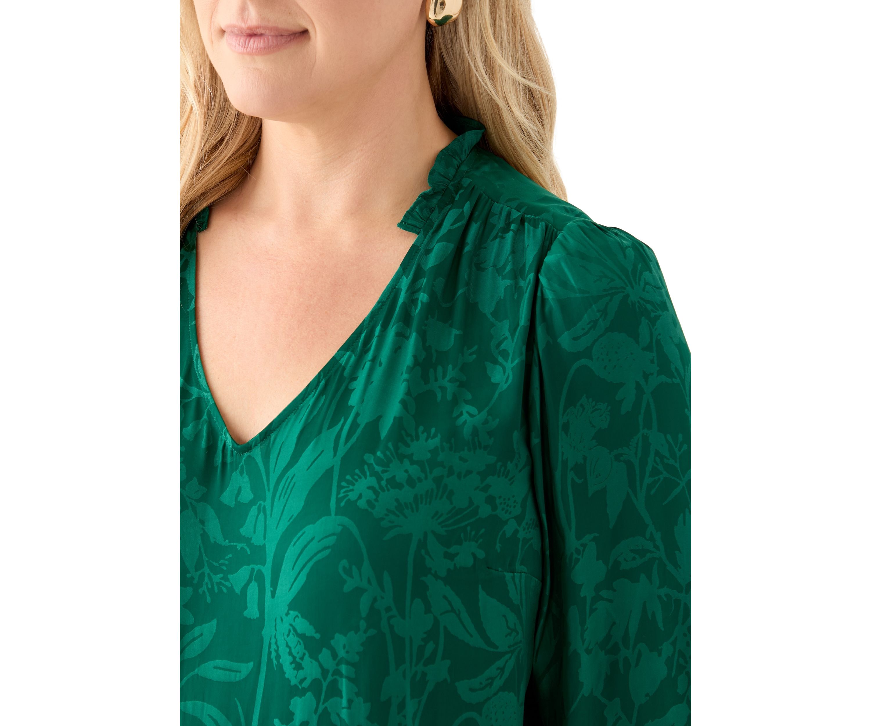 Plus Size Shirred Jacquard Top