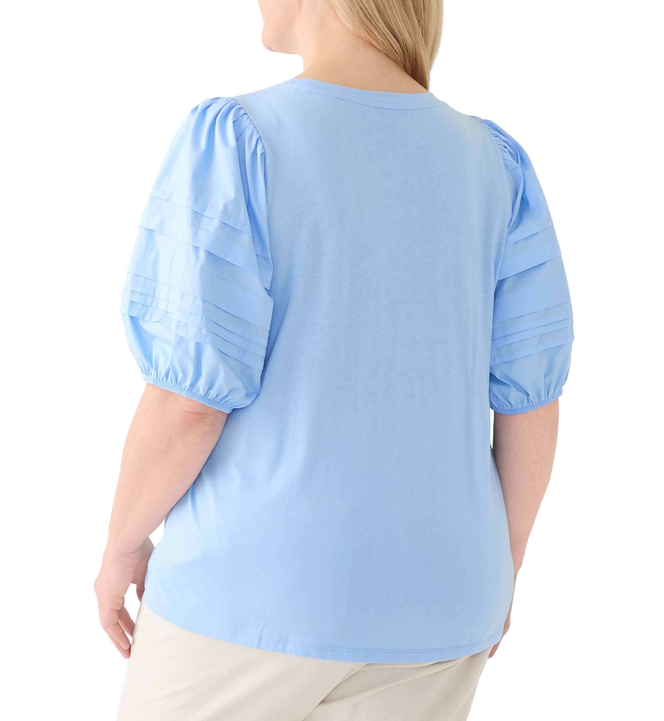 Plus Size Elbow Sleeve Pleated T-Shirt