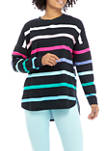 Womens Long Sleeve Striped Baby Terry T-Shirt 