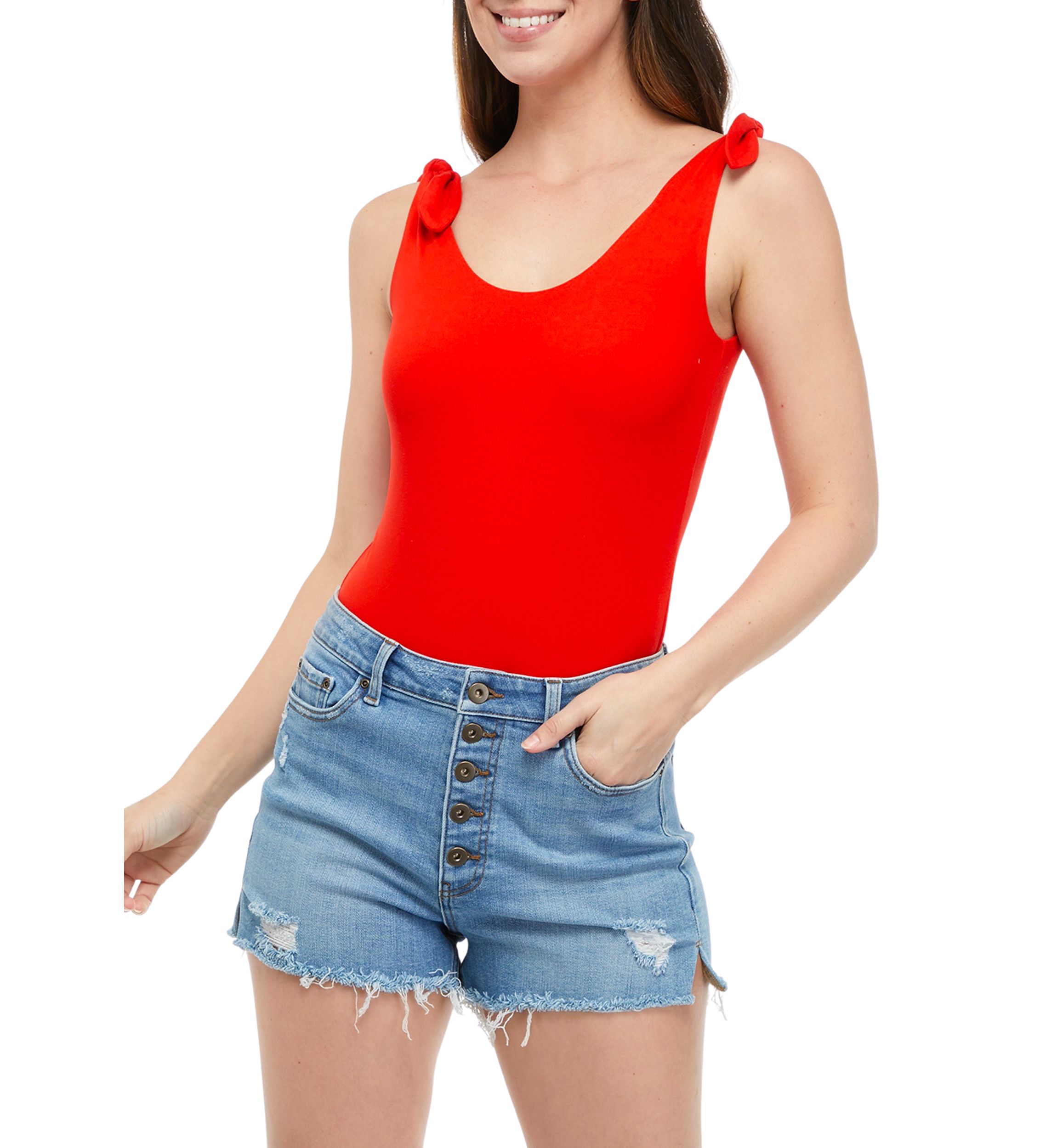 Juniors Tie Strap Tank Bodysuit 