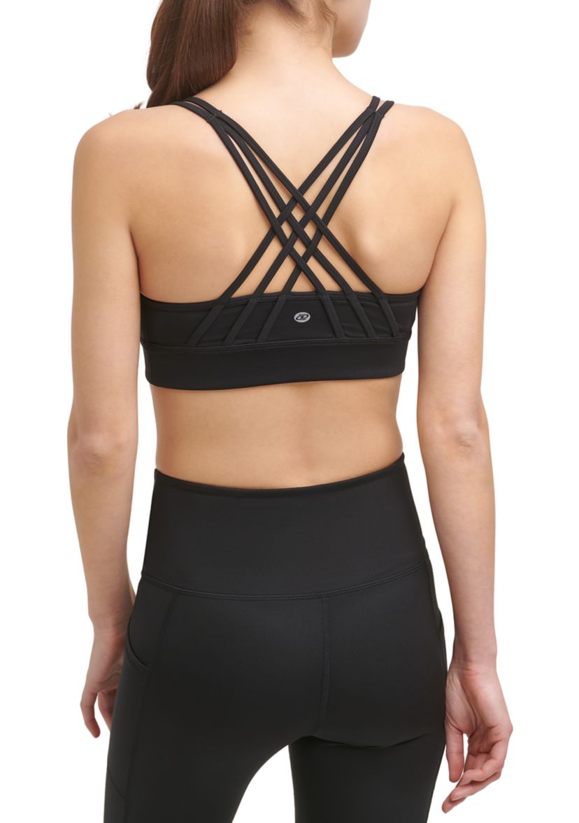 Solid Strappy Back Sports Bra 