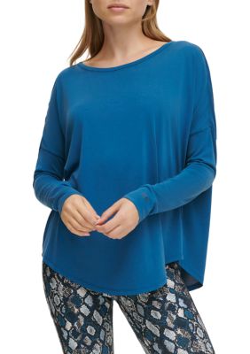 DKNY Sport Women's Oversized Long Sleeve Top with Open Back, XS