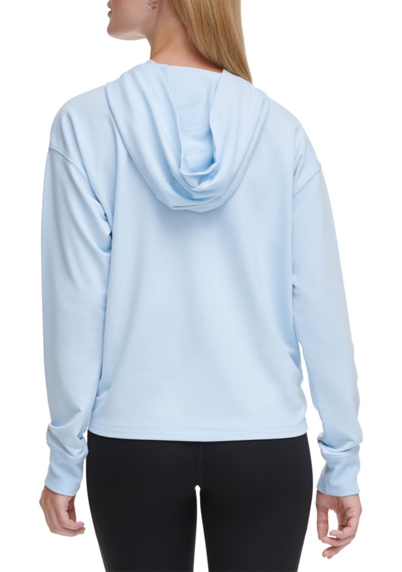 Solid Yoga Tie Front Hoodie