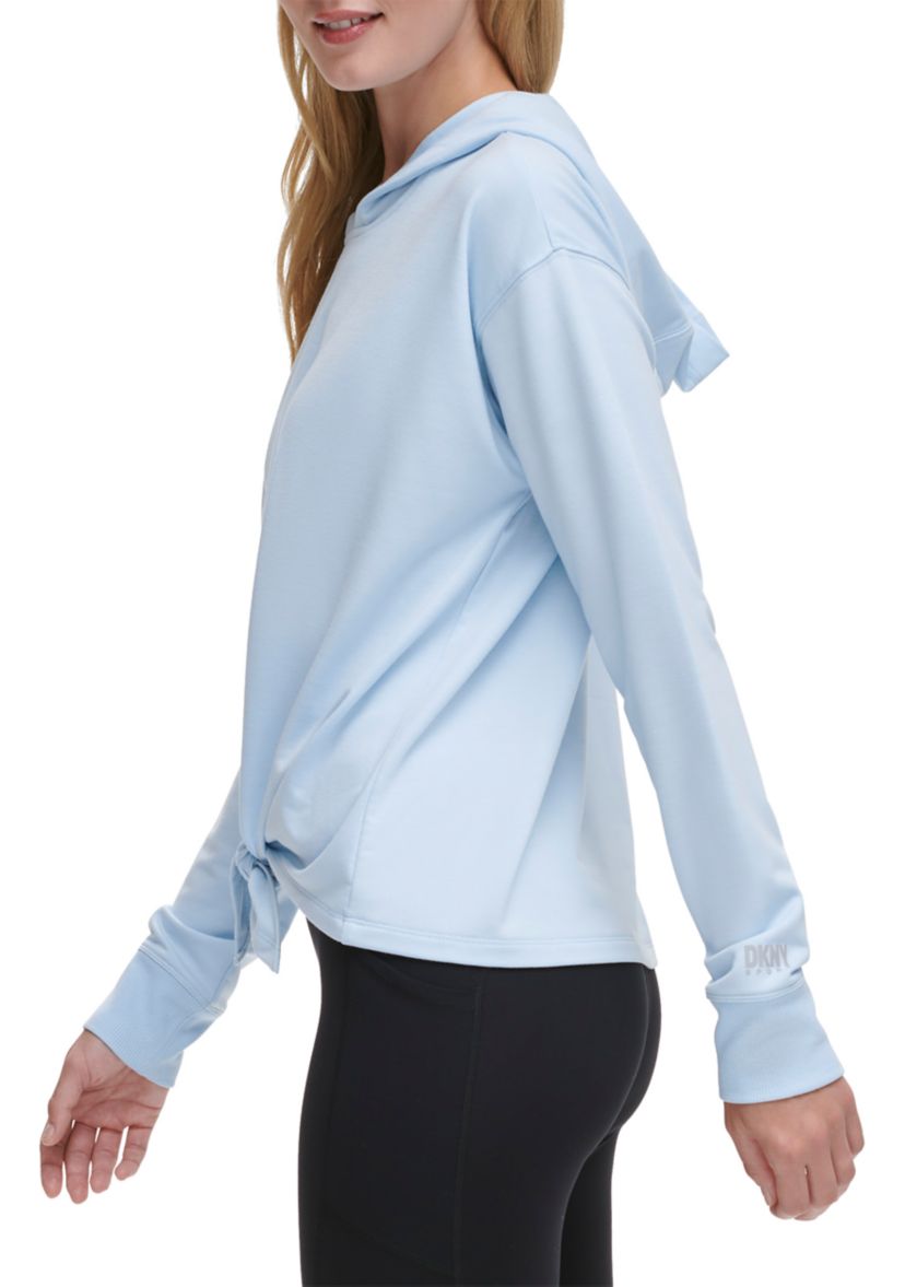 Solid Yoga Tie Front Hoodie