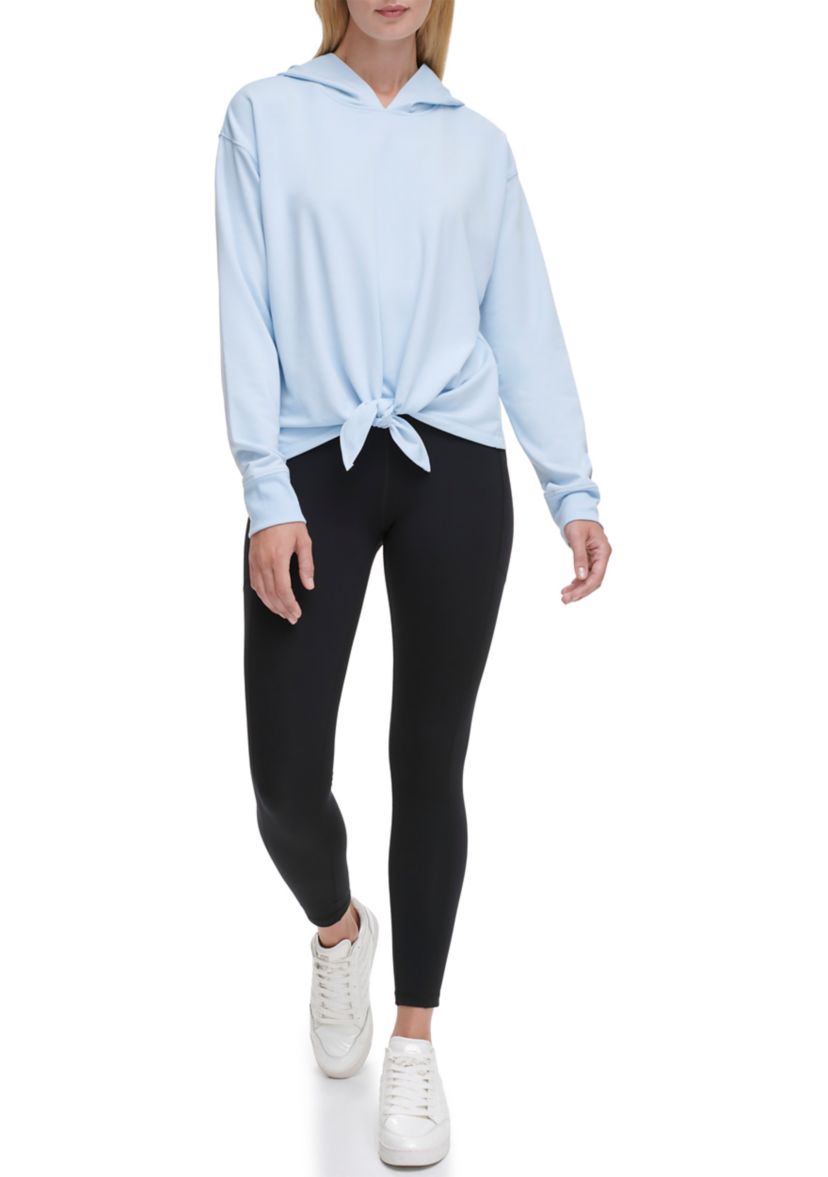 Solid Yoga Tie Front Hoodie