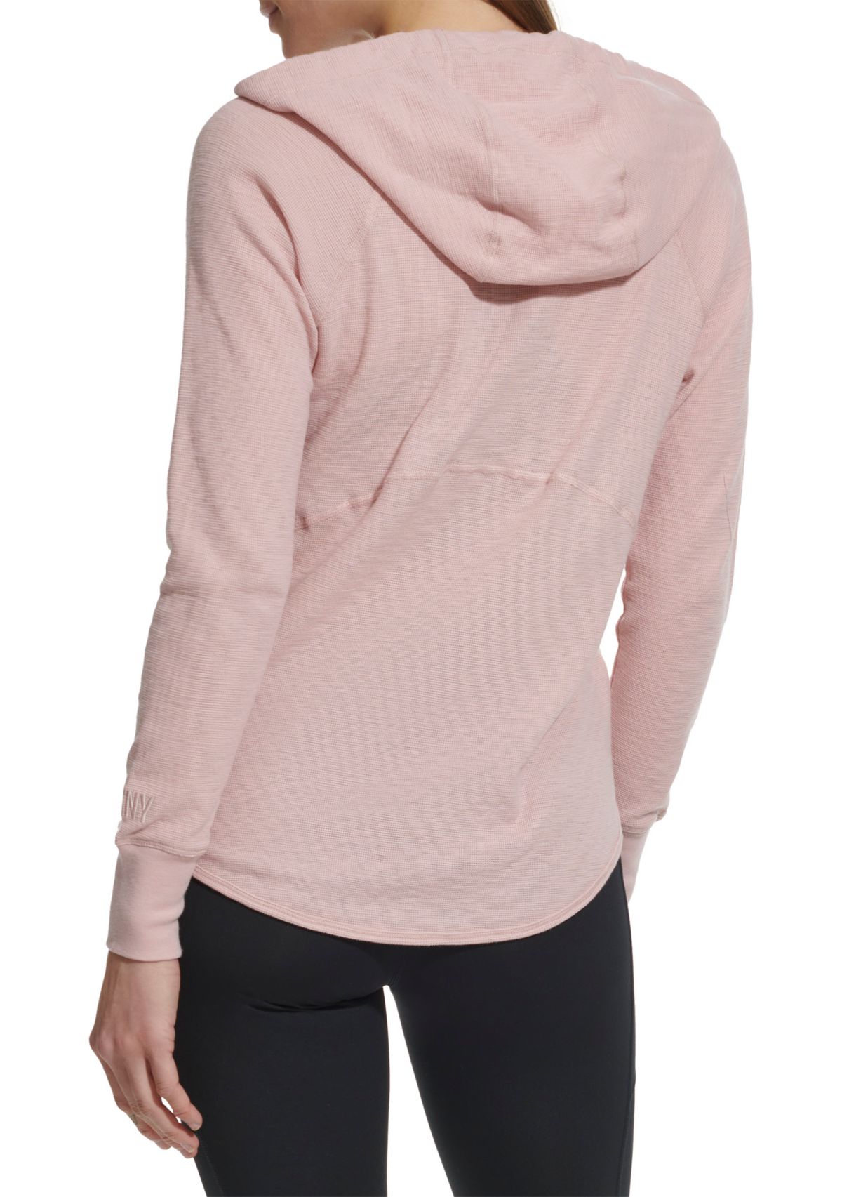 Womens Full Zip Mini Waffle Hoodie with Pockets