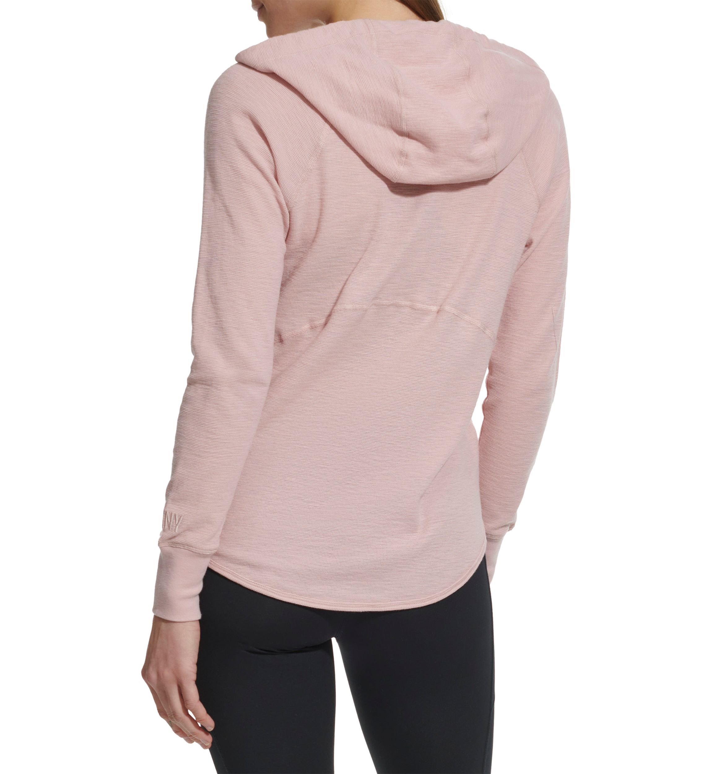 Womens Full Zip Mini Waffle Hoodie with Pockets