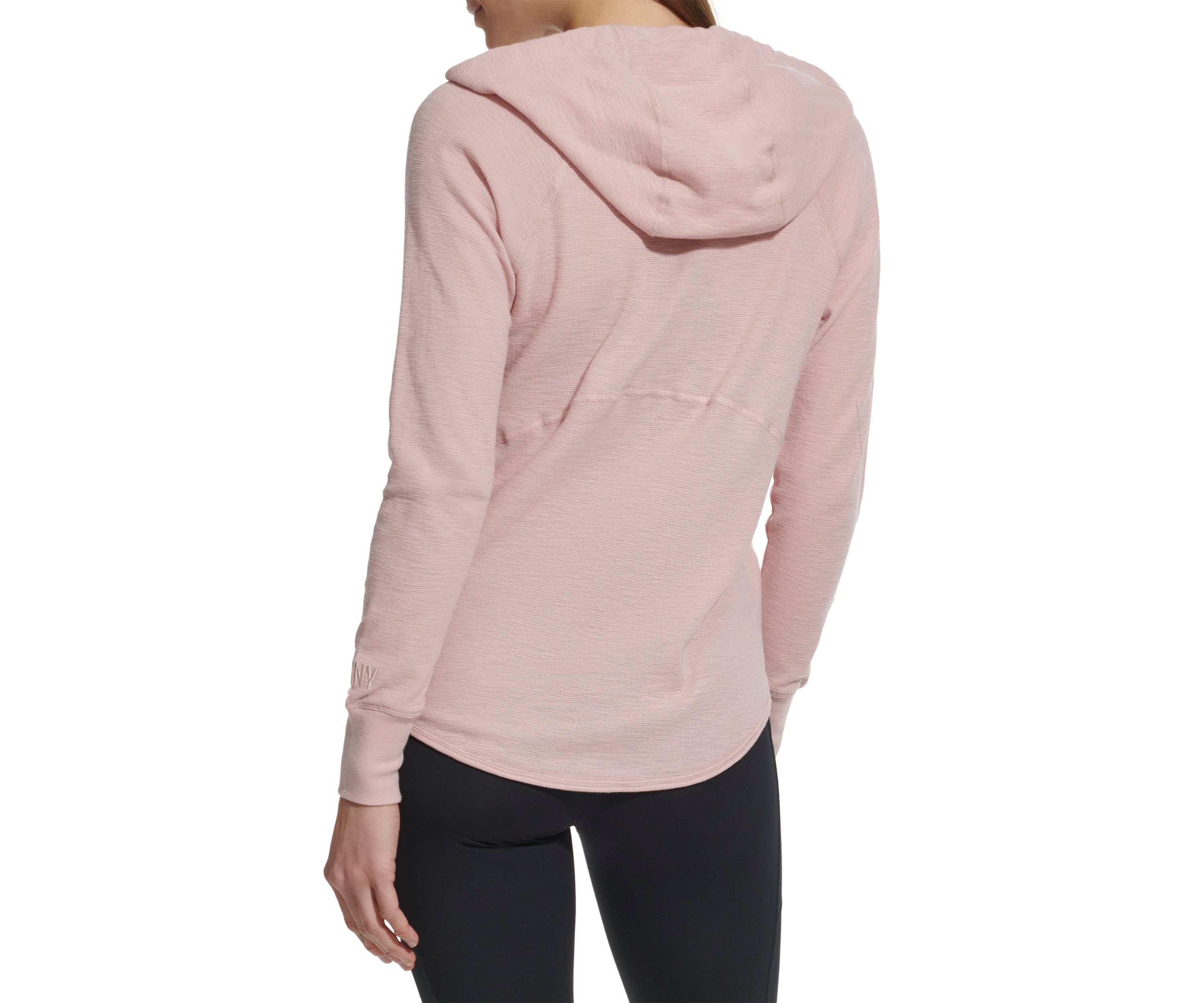 Womens Full Zip Mini Waffle Hoodie with Pockets