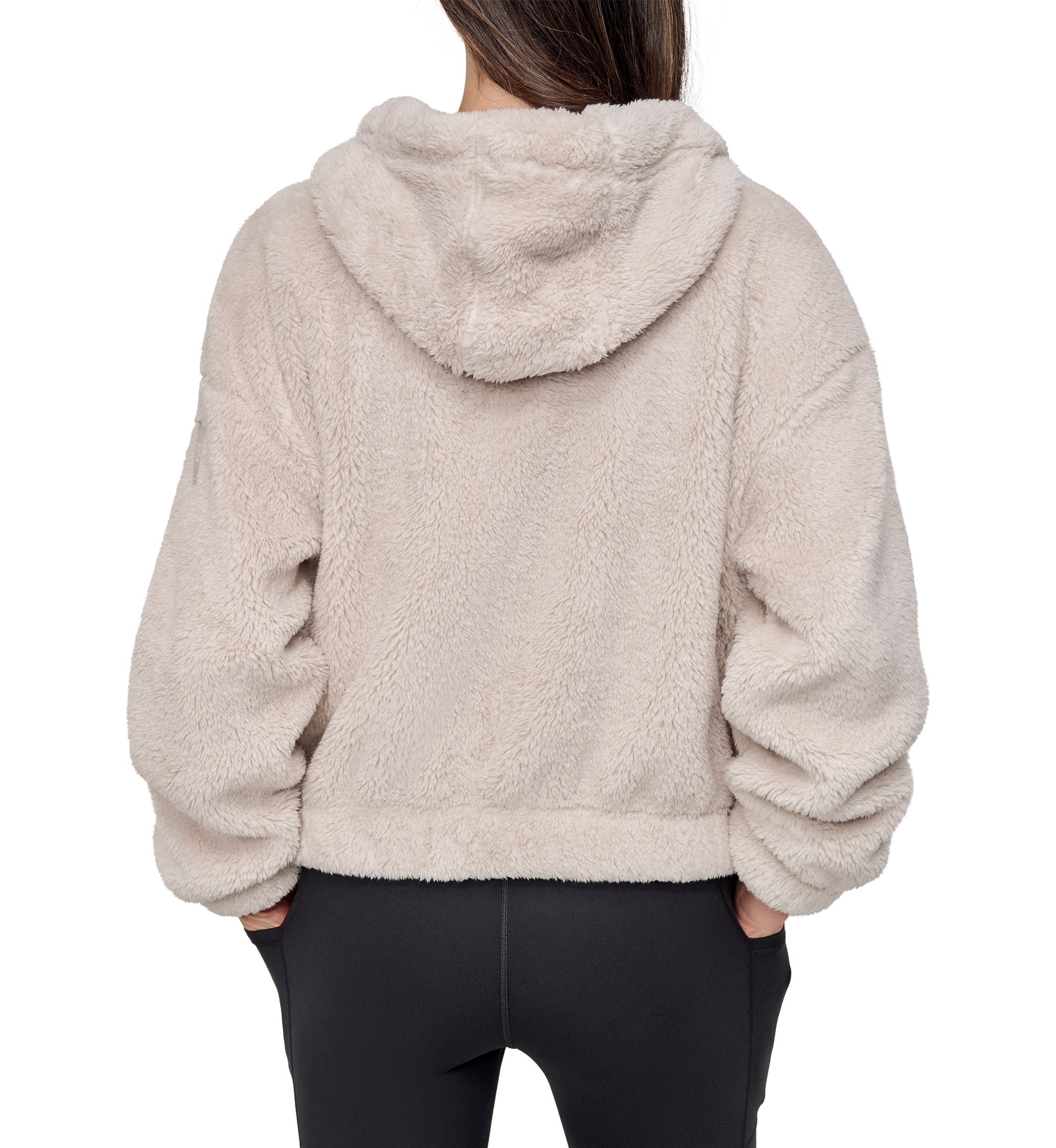 Womens Sherpa Full Zip Hooded Jacket with Pockets