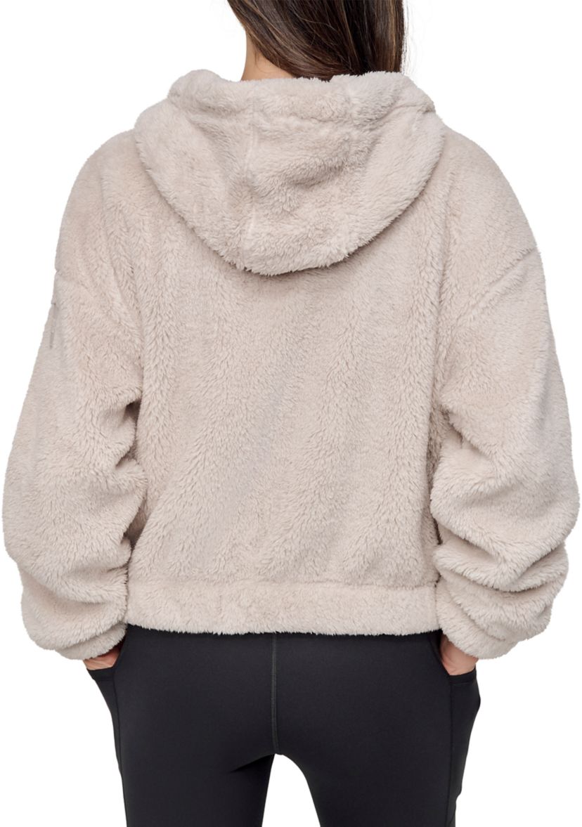 Womens Sherpa Full Zip Hooded Jacket with Pockets