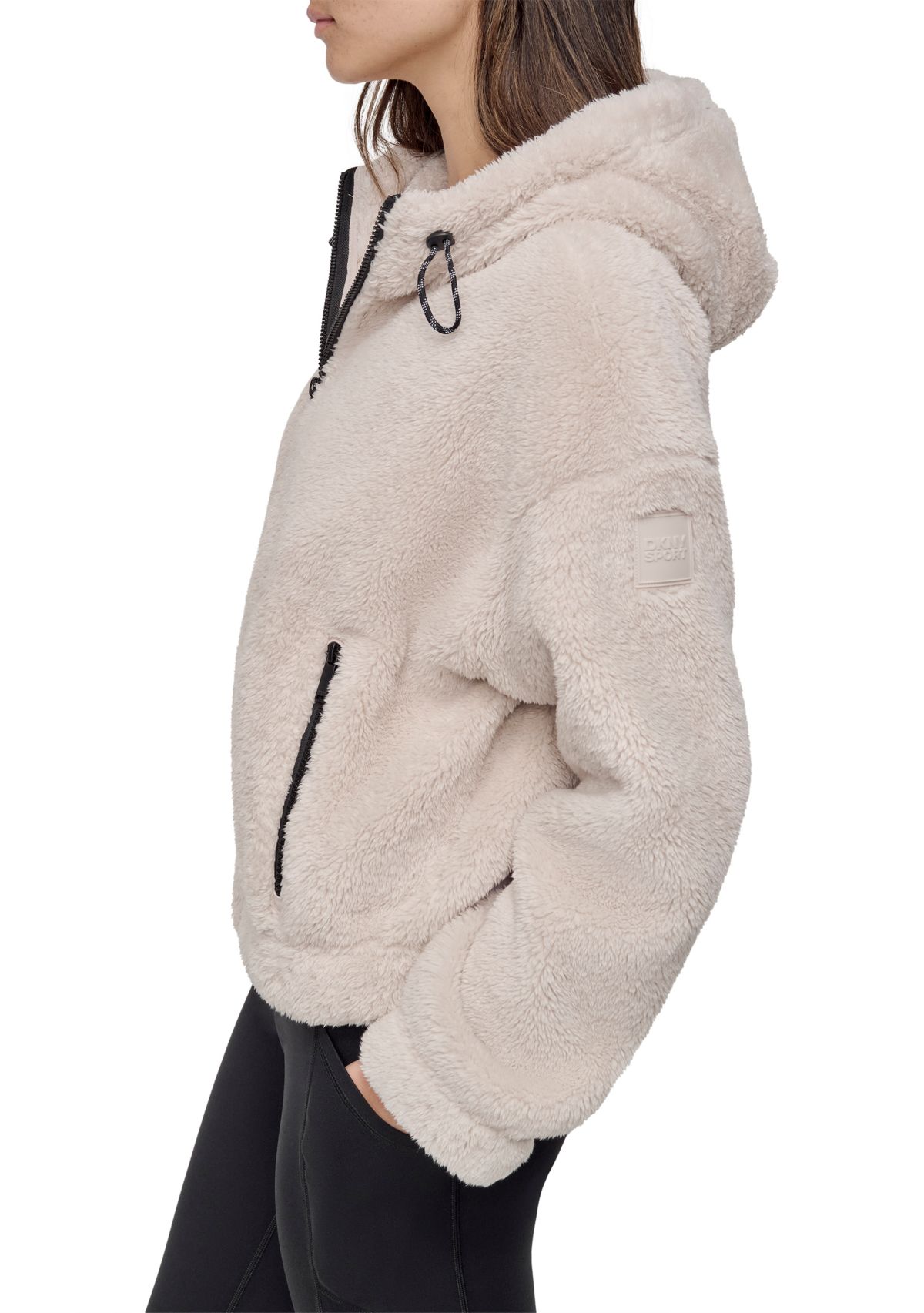 Womens Sherpa Full Zip Hooded Jacket with Pockets
