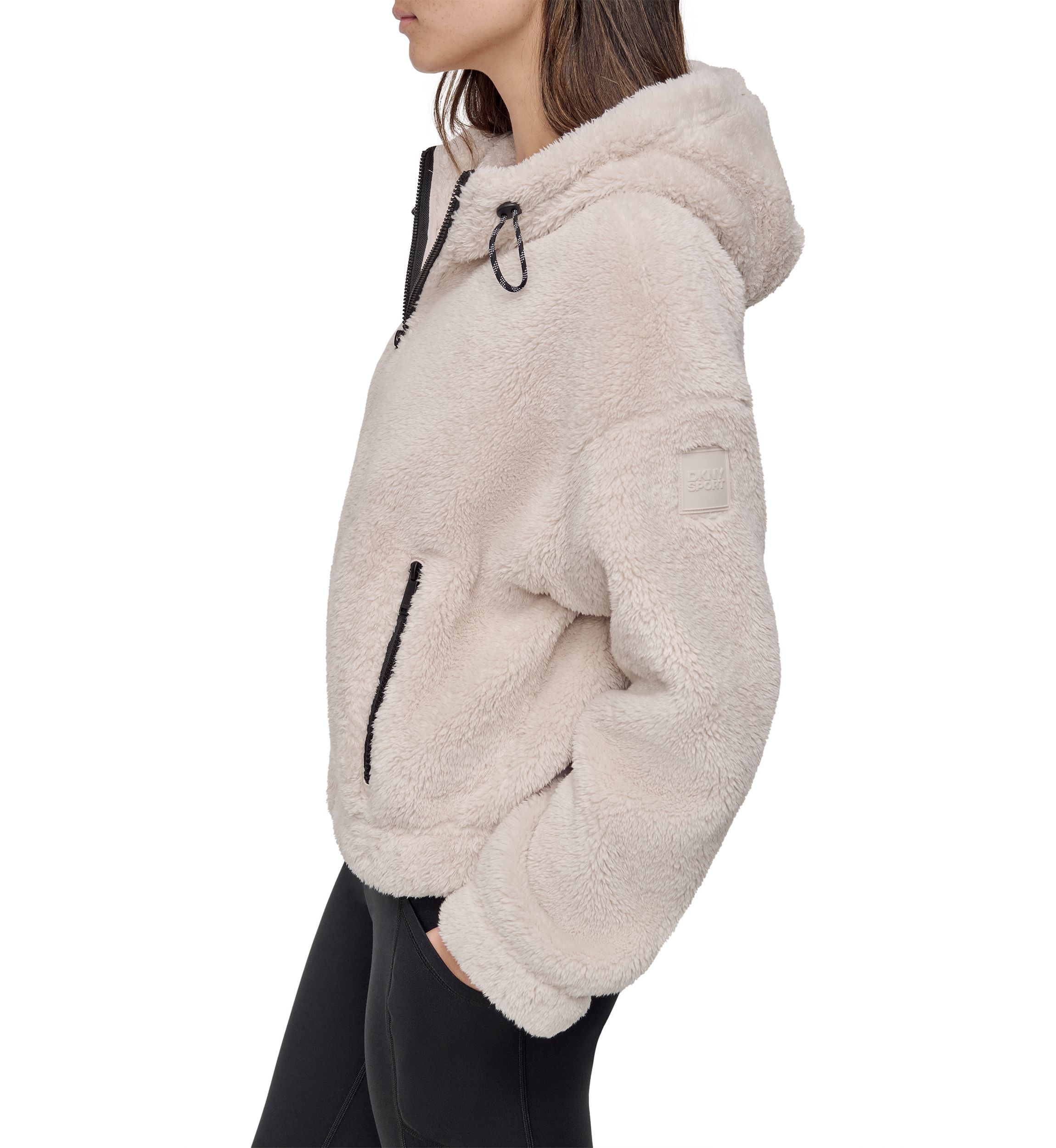 Womens Sherpa Full Zip Hooded Jacket with Pockets