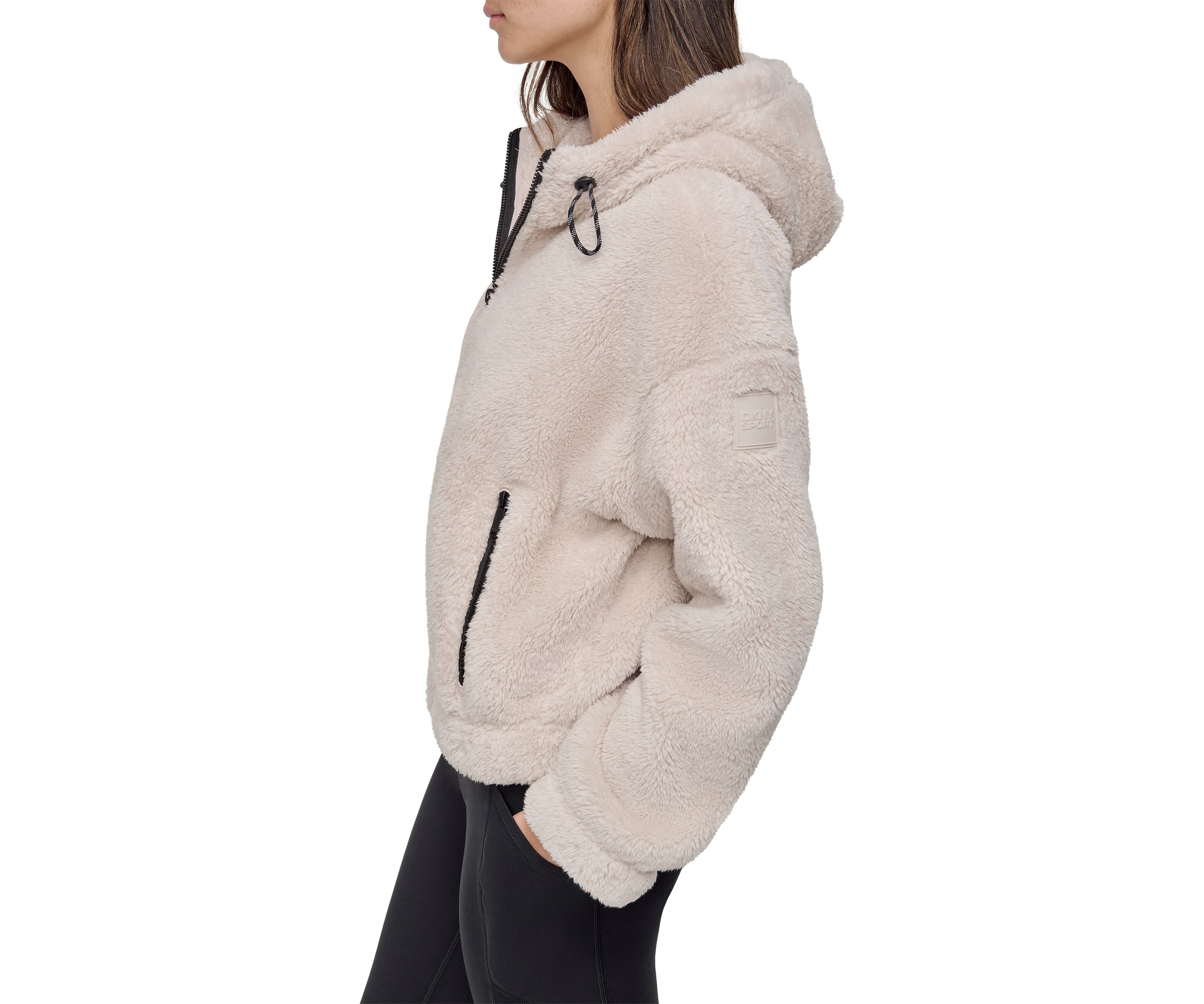 Womens Sherpa Full Zip Hooded Jacket with Pockets