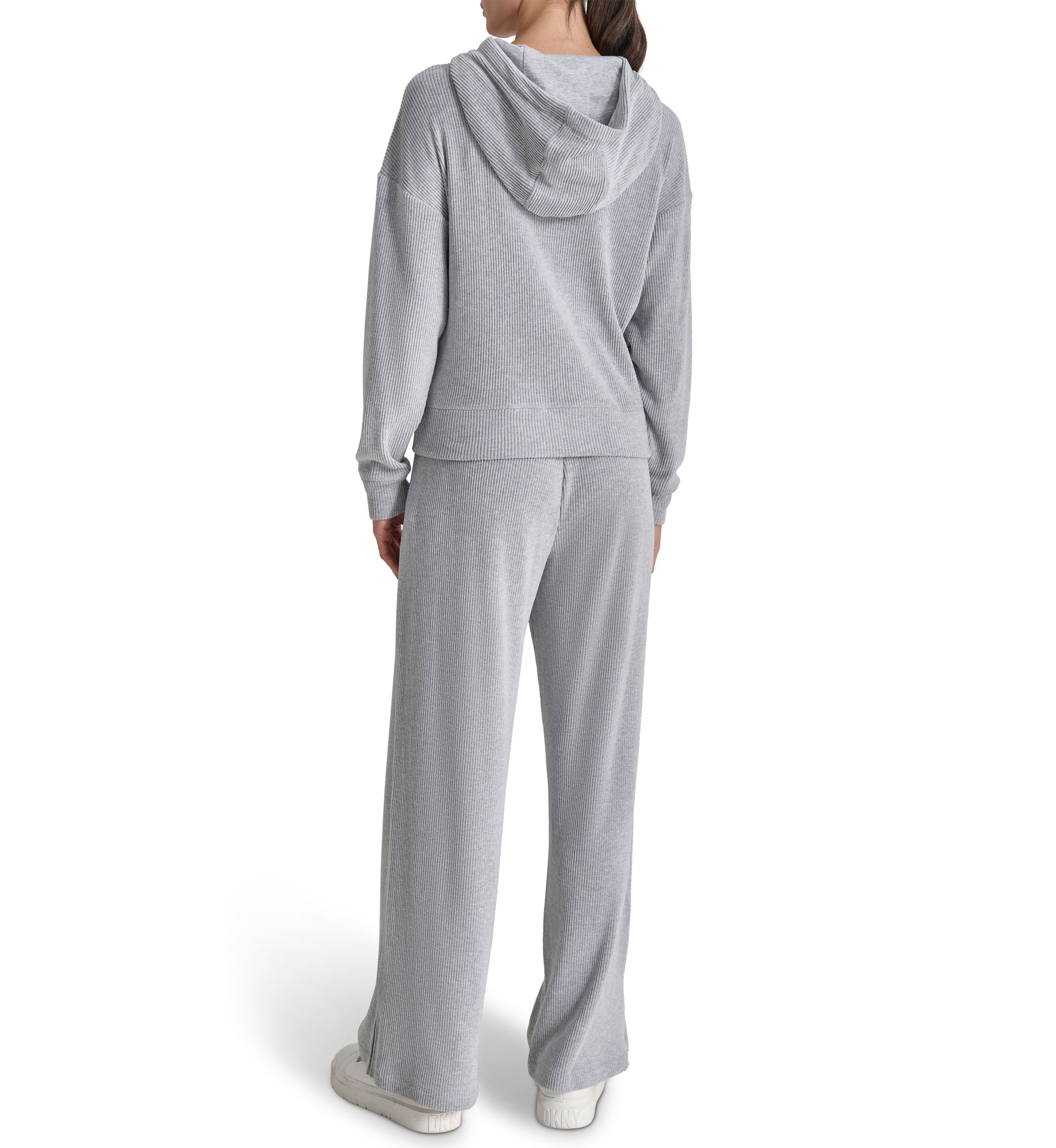 Brushed Rib Knit Full Zip Hoodie