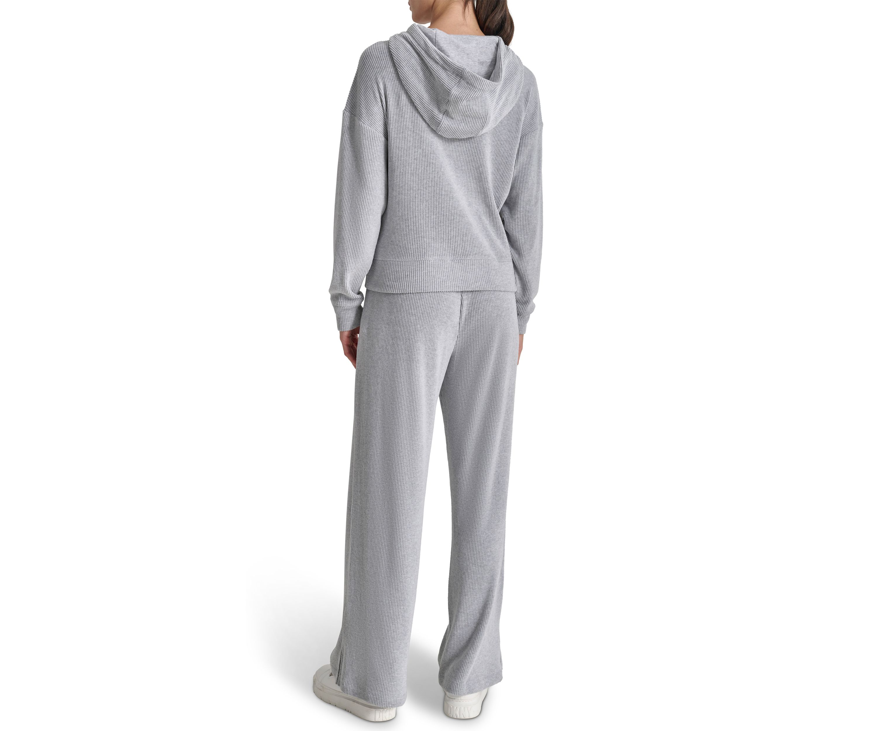 Brushed Rib Knit Full Zip Hoodie