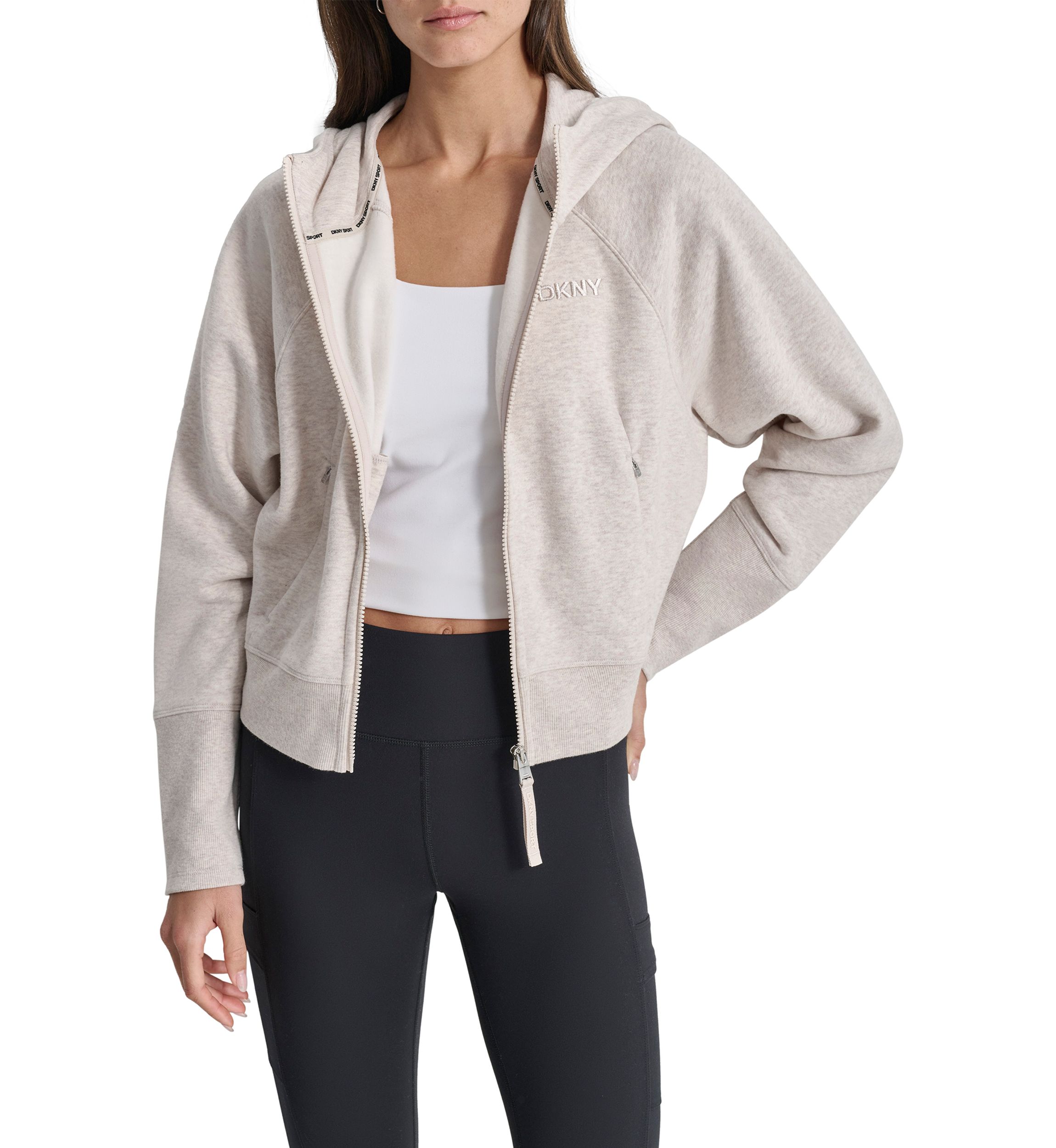 Womens Embroidered Logo Dolman Sleeve Full Zip Hoodie