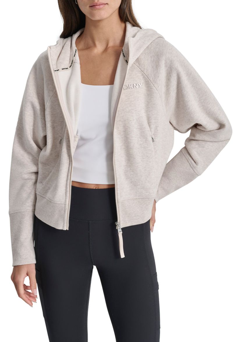 Womens Embroidered Logo Dolman Sleeve Full Zip Hoodie