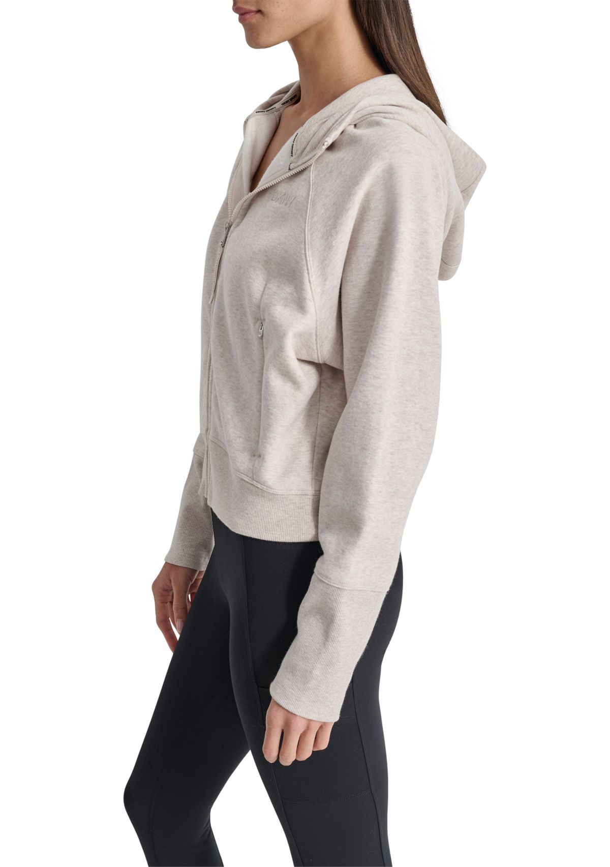 Womens Embroidered Logo Dolman Sleeve Full Zip Hoodie
