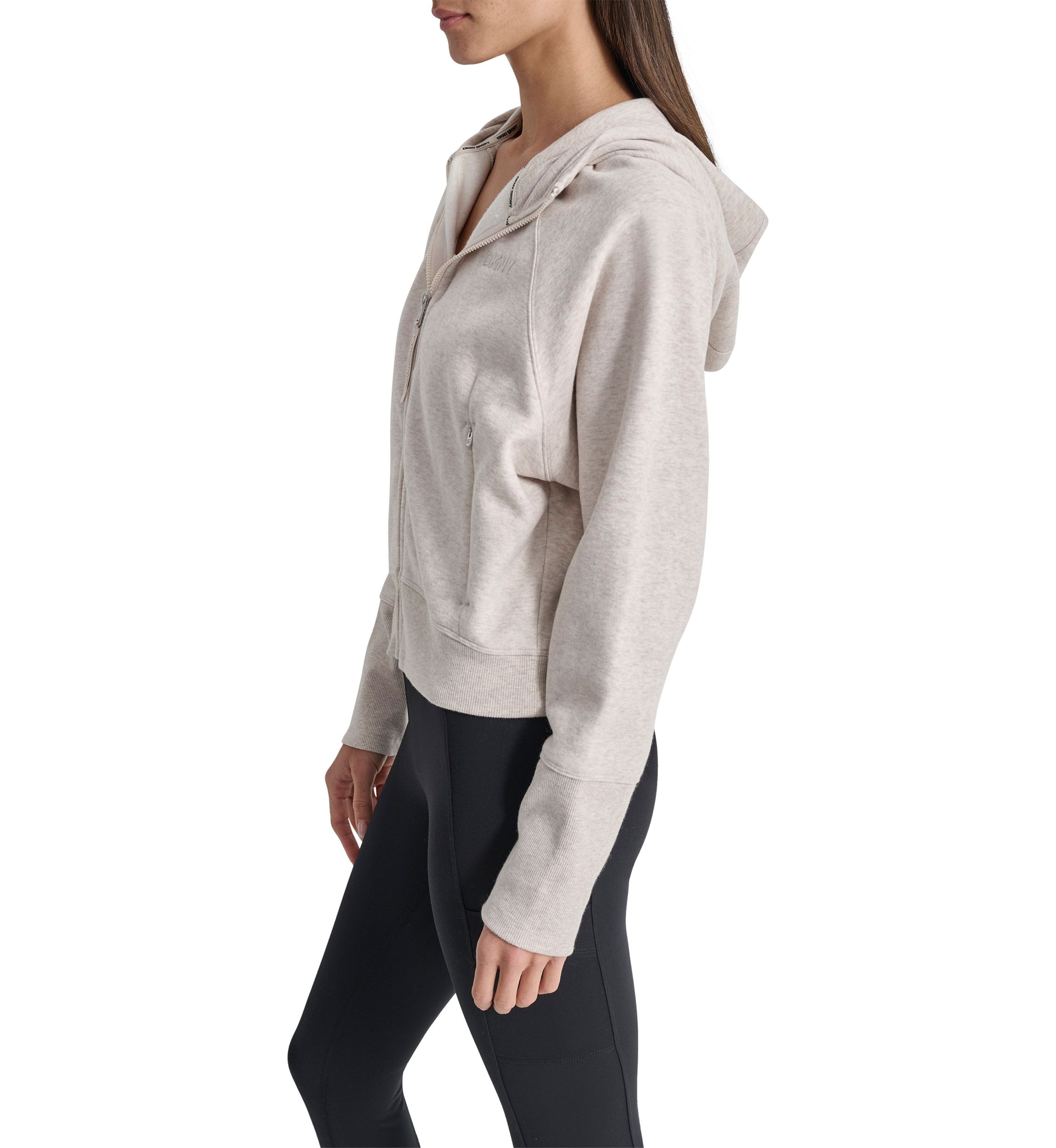 Womens Embroidered Logo Dolman Sleeve Full Zip Hoodie