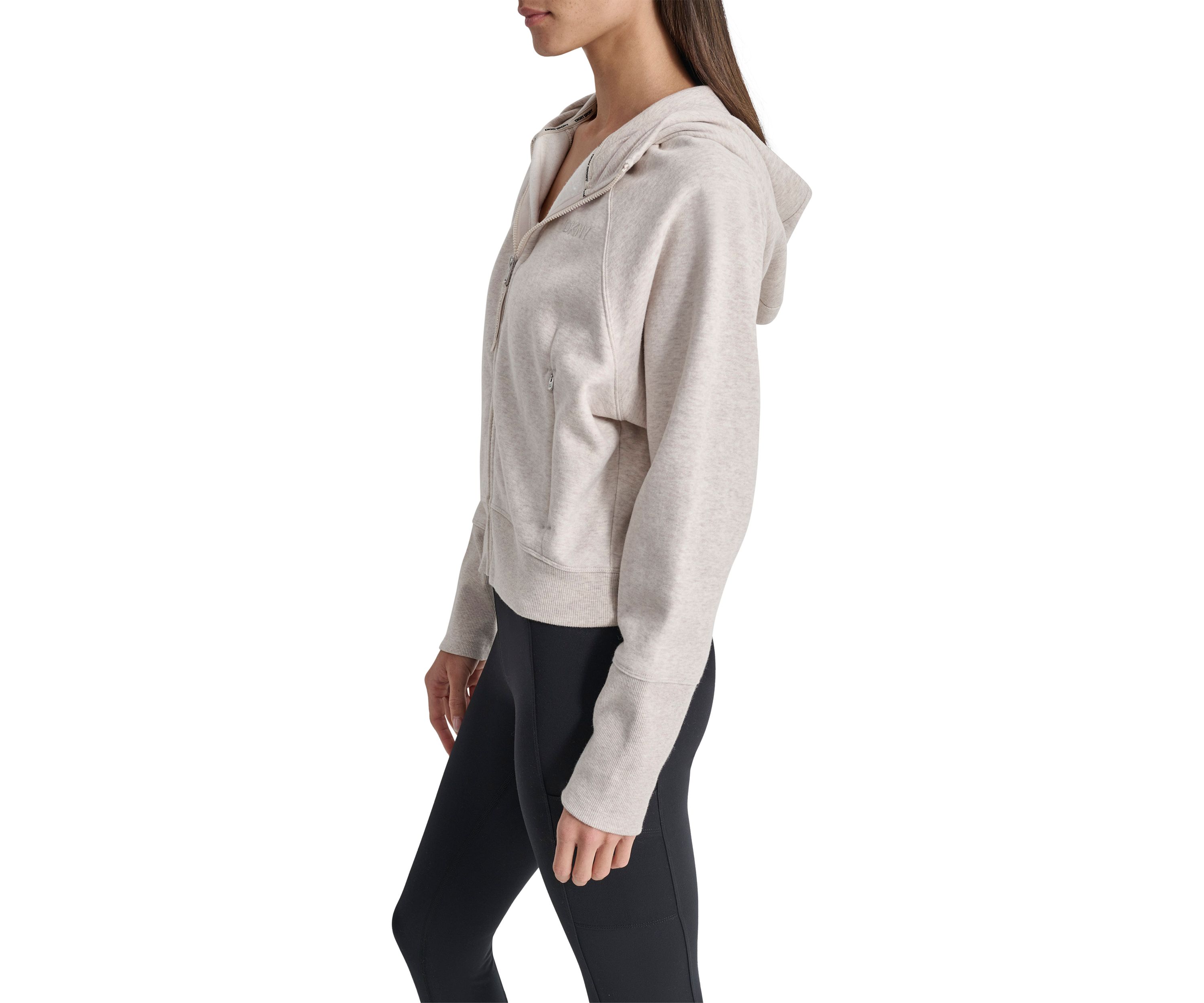 Womens Embroidered Logo Dolman Sleeve Full Zip Hoodie