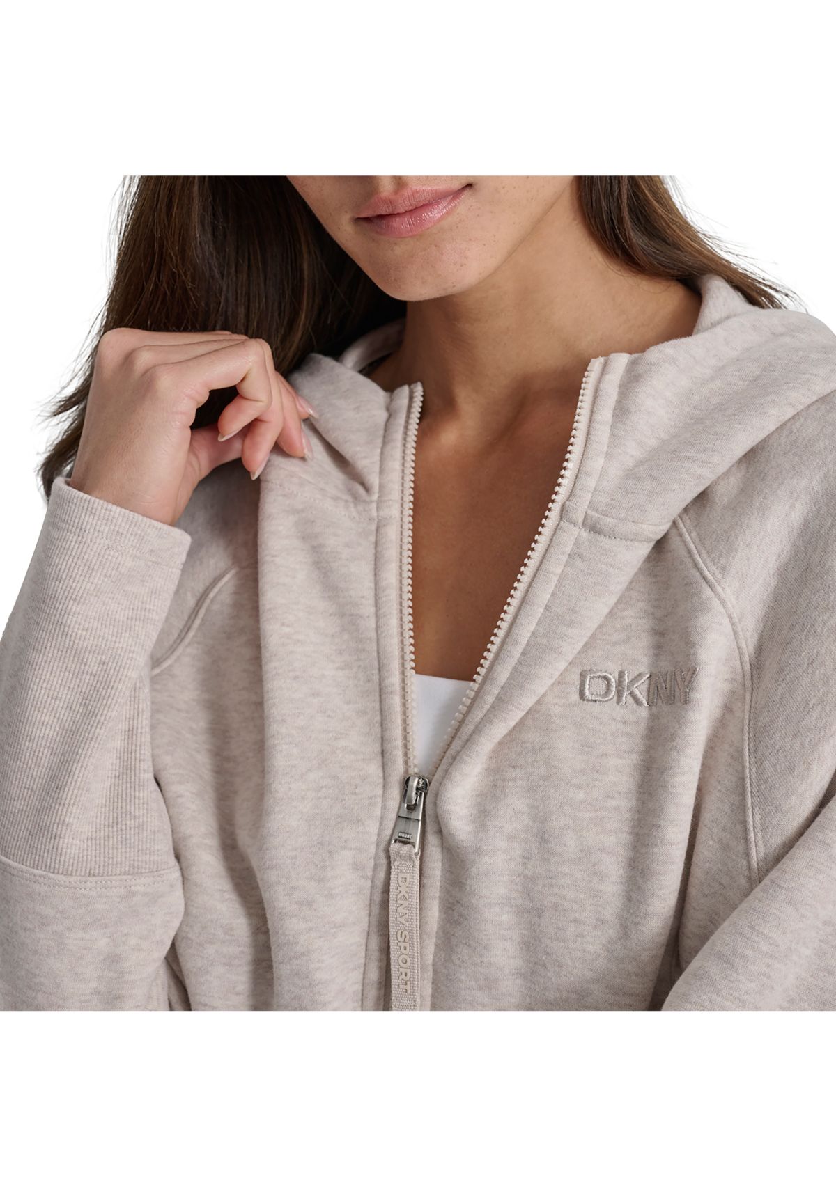 Womens Embroidered Logo Dolman Sleeve Full Zip Hoodie
