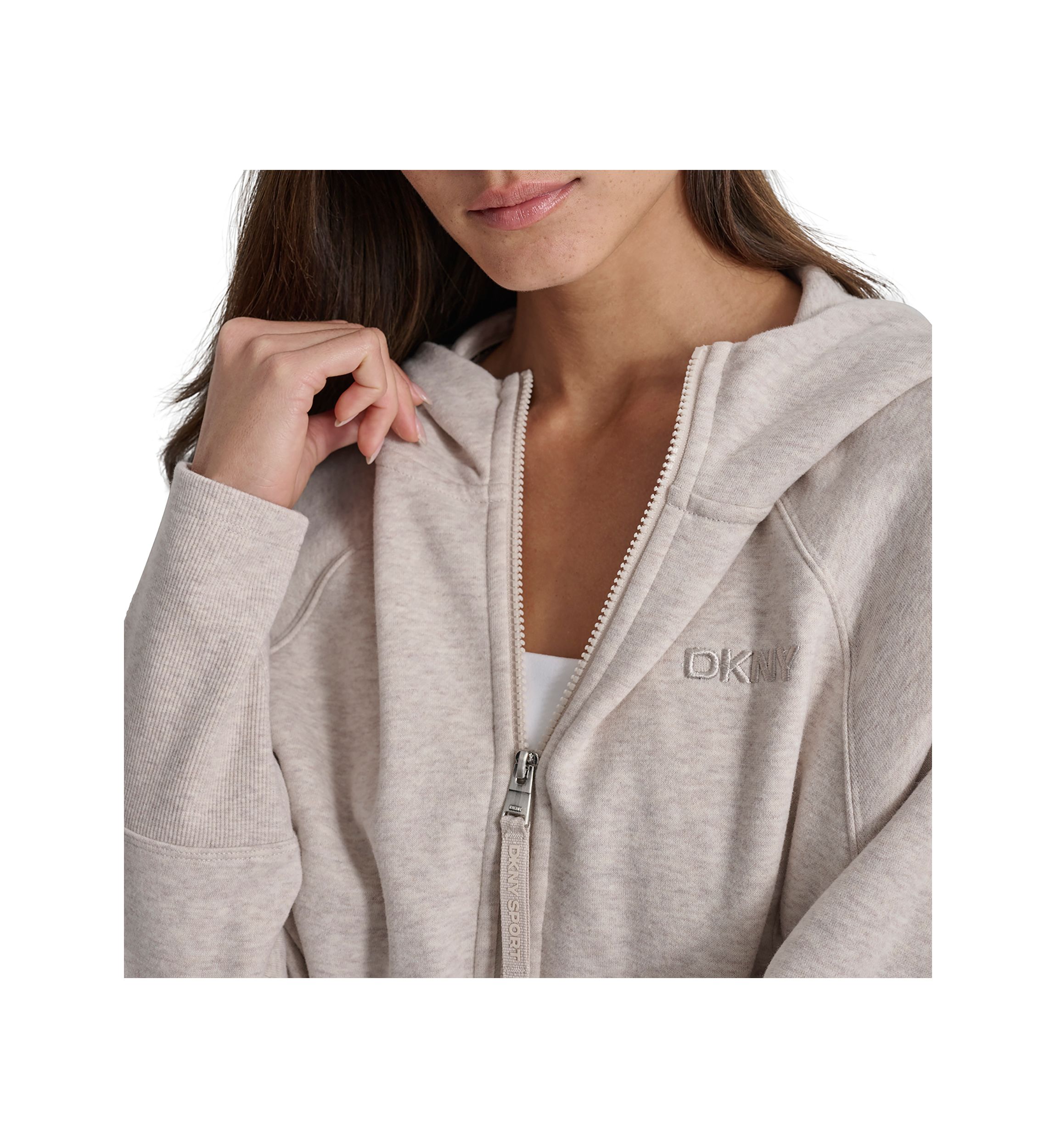 Womens Embroidered Logo Dolman Sleeve Full Zip Hoodie