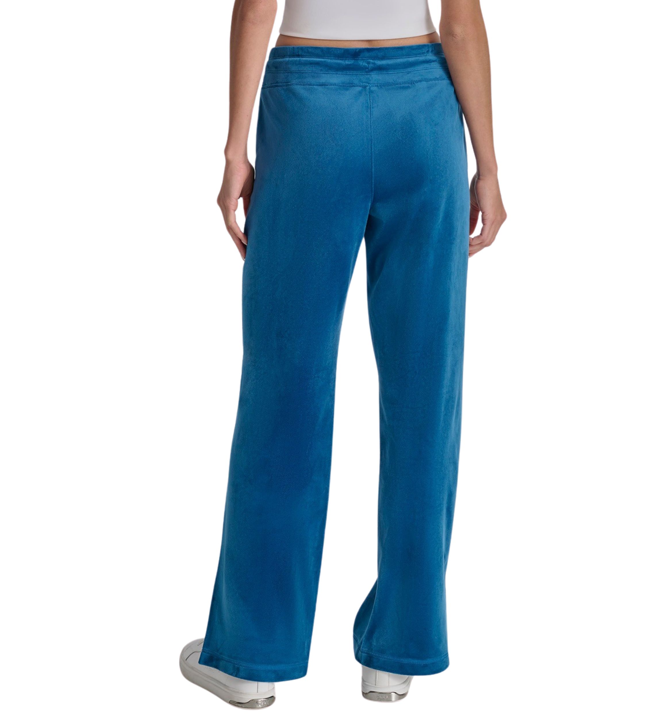 Platinum Velour Track Pants with Metallic Logo Patch and Slit