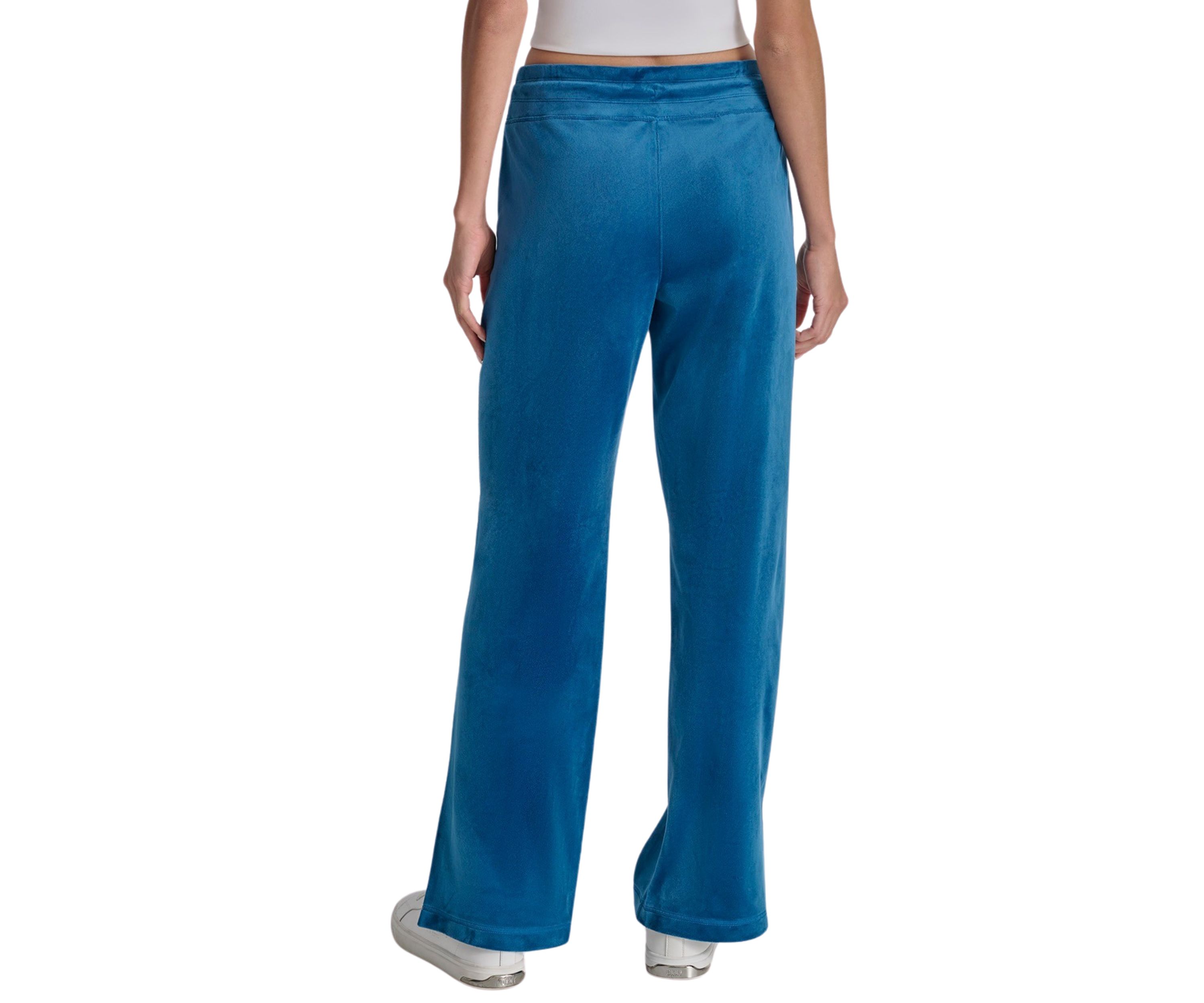 Platinum Velour Track Pants with Metallic Logo Patch and Slit